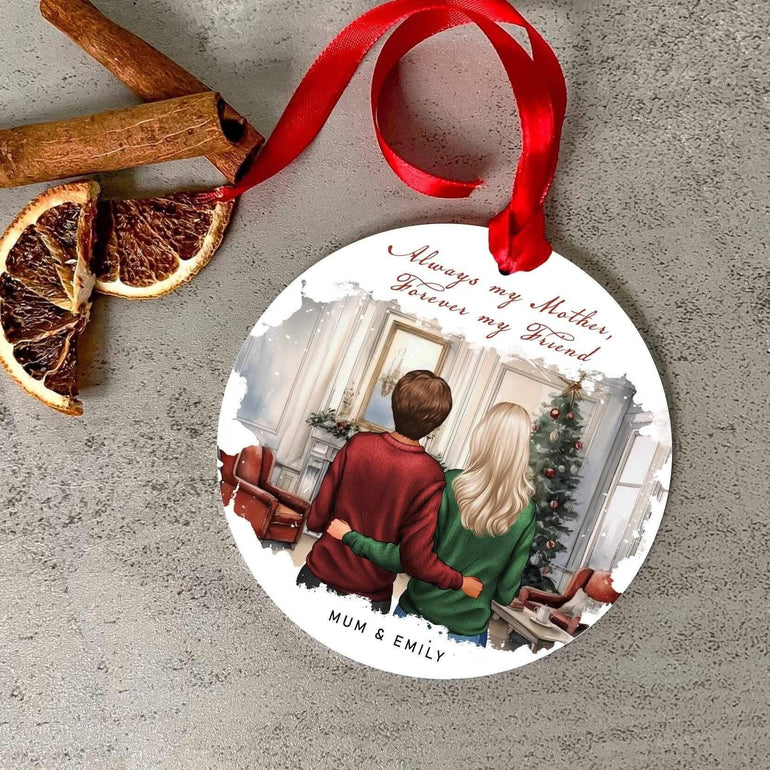 Always my mother forever my friend Personalised christmas Bauble gift, Mom xmas gift, stocking filler, secret santa, mother and daughter bauble