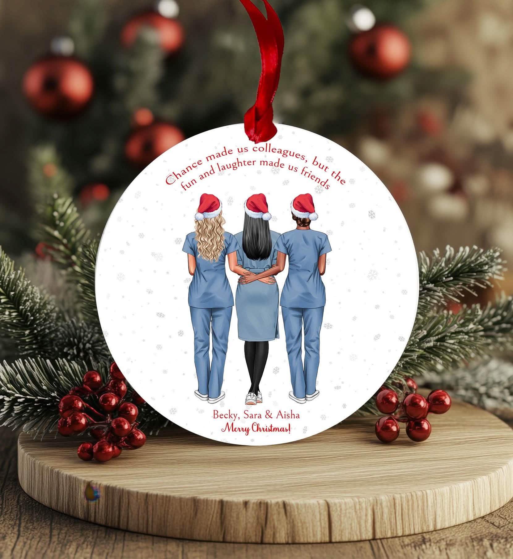 Nurse friendship gift, coworker secret santa gift, healthcare assistants best friends, work wives, nurse team gifts personalised bauble present