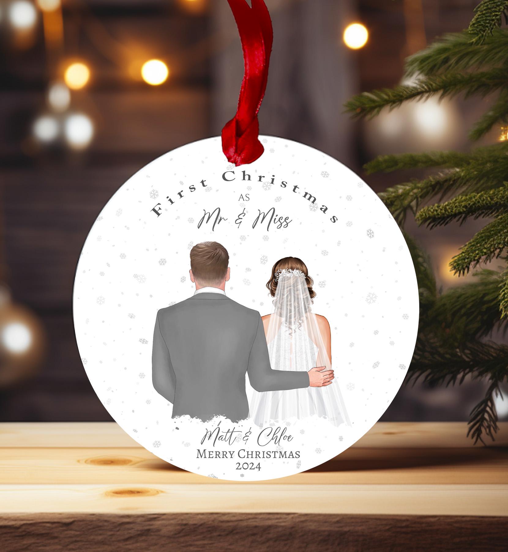 First christmas as Mr and Mrs christmas bauble ornament, bride and groom, gift for newly weds xmas present ideas gift for husband wife lgbt