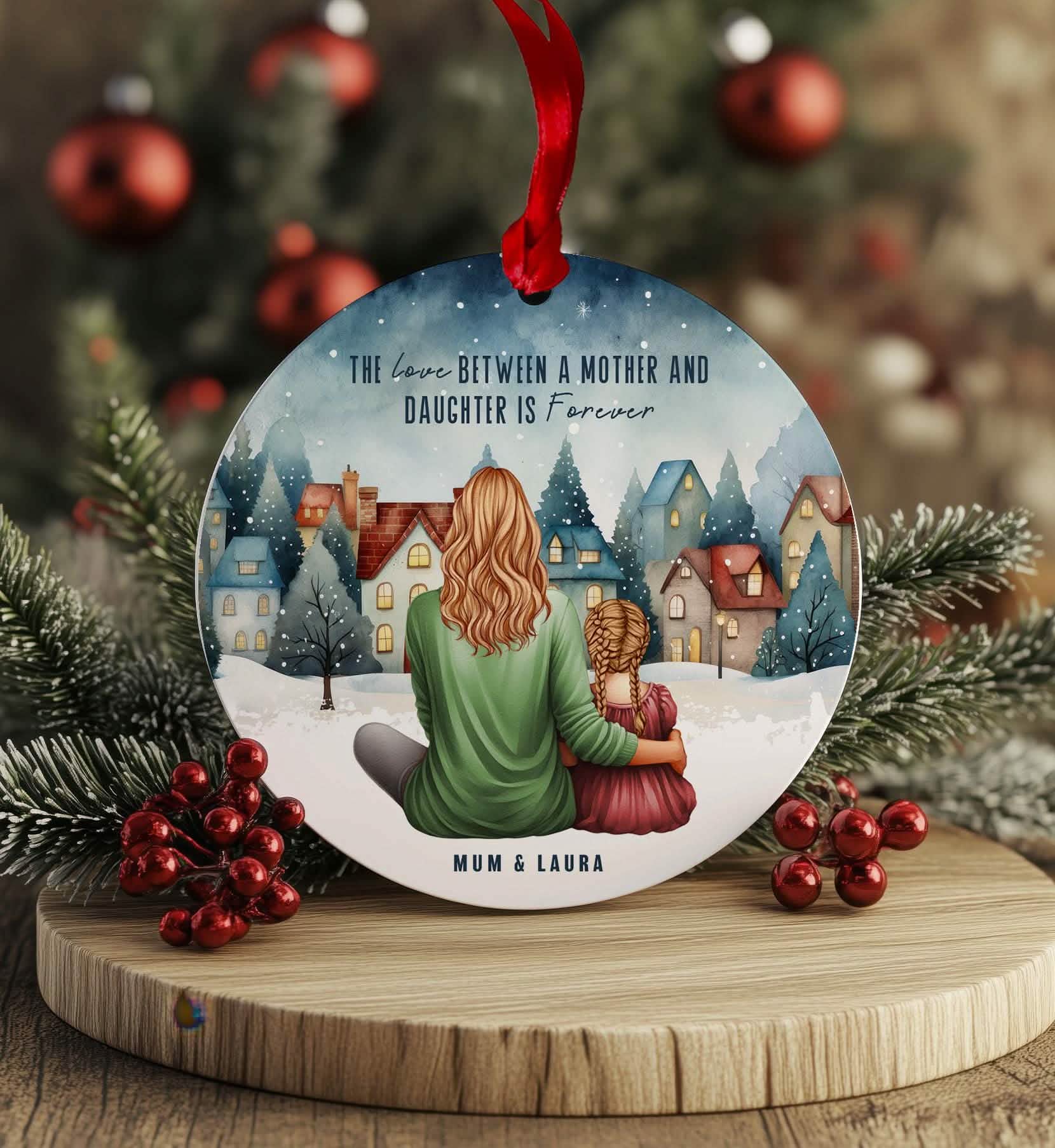 Mummy and girl christmas bauble, single parent xmas gift, Mummy and me cute ornament present The love between a mother and daughter