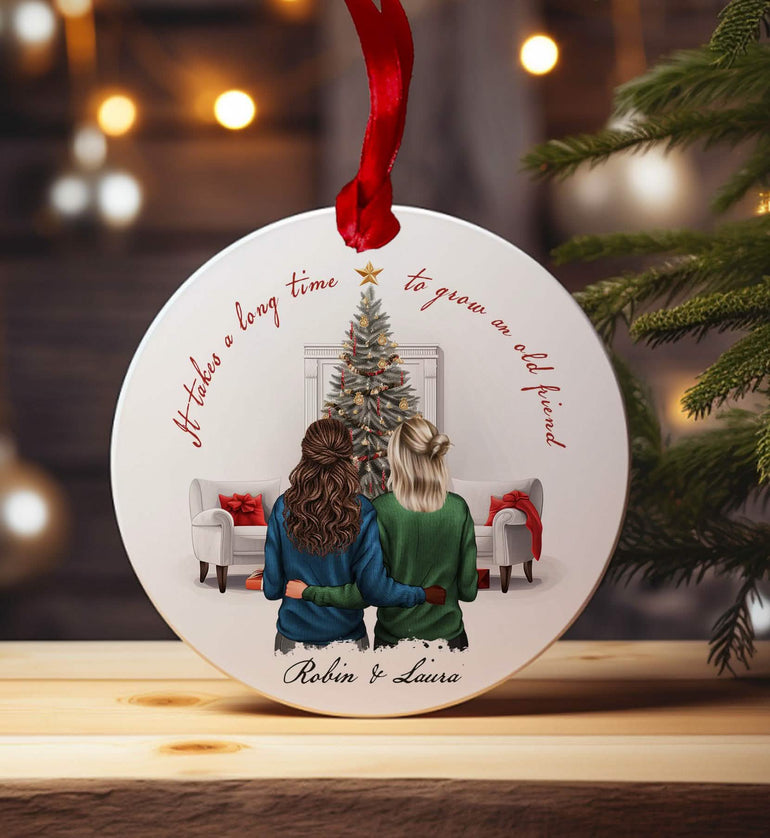 It Takes A Long Time To Grow Old Friends, Personalised Christmas Bauble Gift for friend, best friend gifts xmas secret santa present ideas