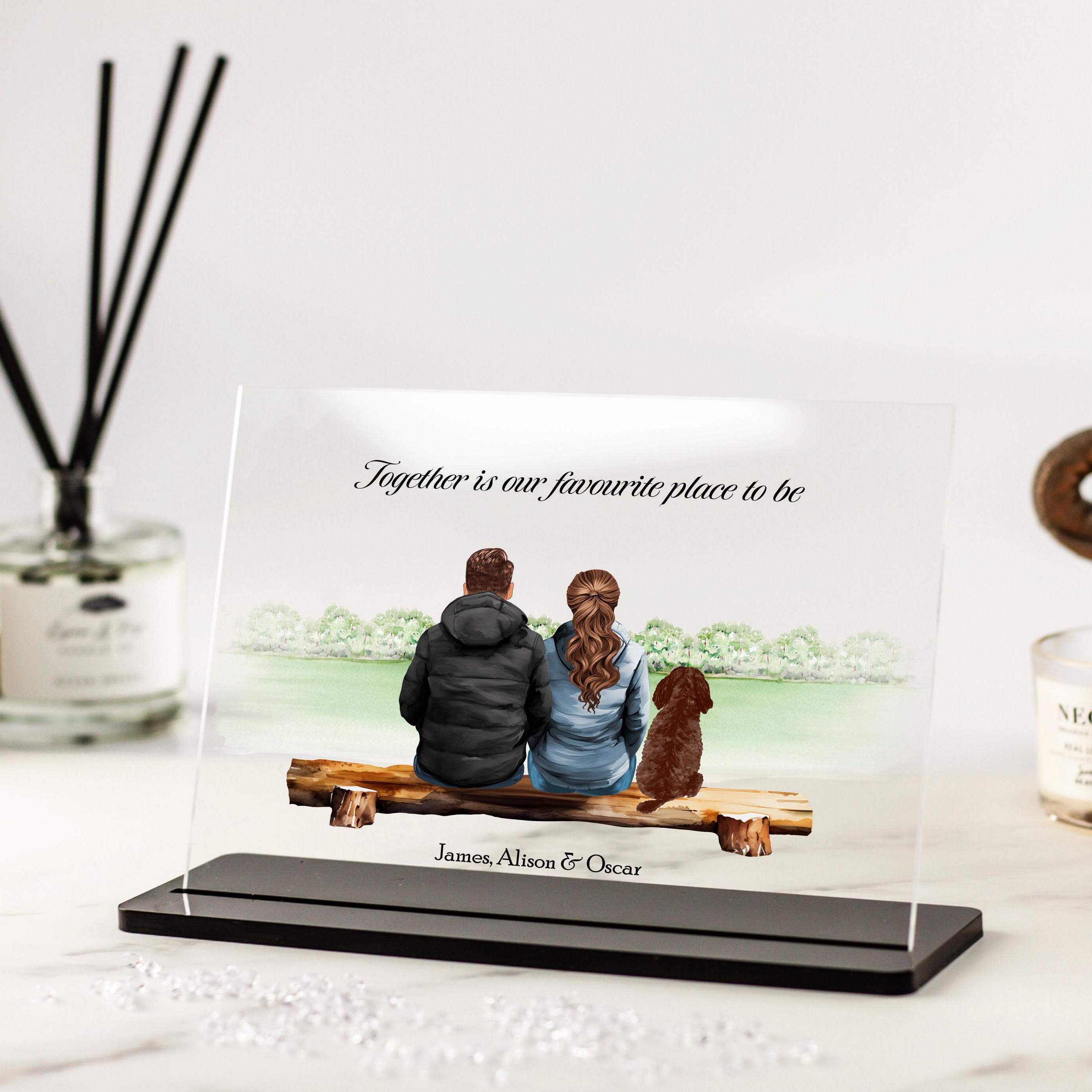 Couple and dog portrait print, gifts for couples, Anniversary gift for husband wife girlfriend, 1st home, wedding gifts, dog and man print, dog and mum,personalised dog mom gifts, christmas gift ideas, last minute gifts