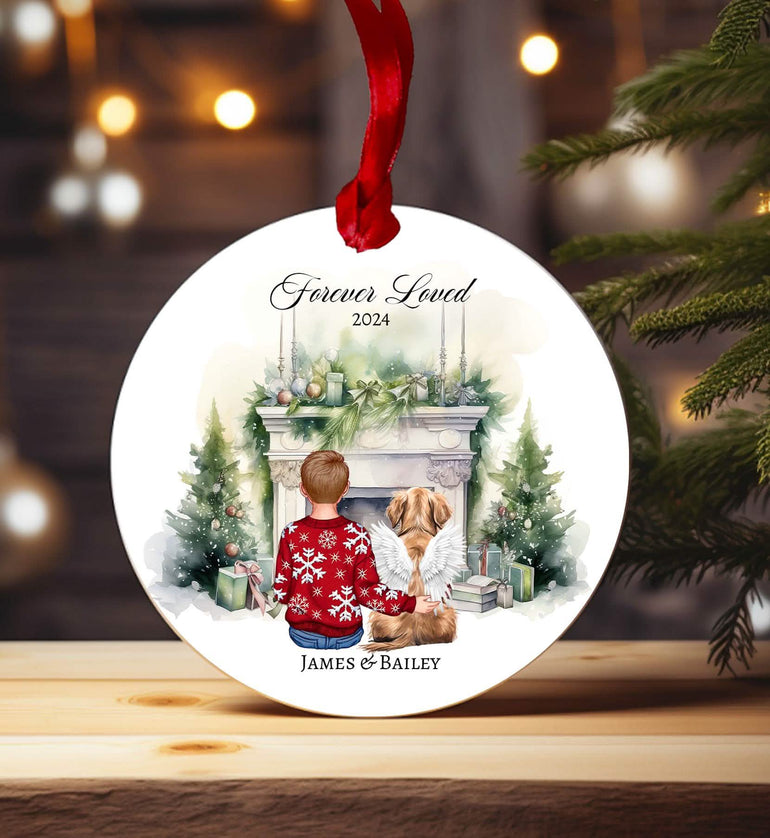 dog Personalised Christmas ornament Bauble, Child and pet, Cat, Girl, boy, son, daughter, grandchildren, paw prints gifts