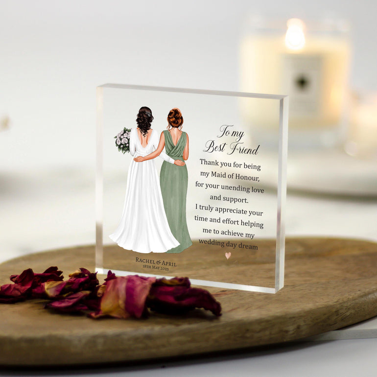 Custom thank you gift for maid of honour featuring personalised portrait