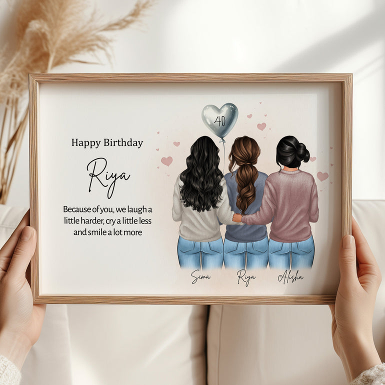 Birthday keepsake print for sister, mum, nan, cousin or coworker