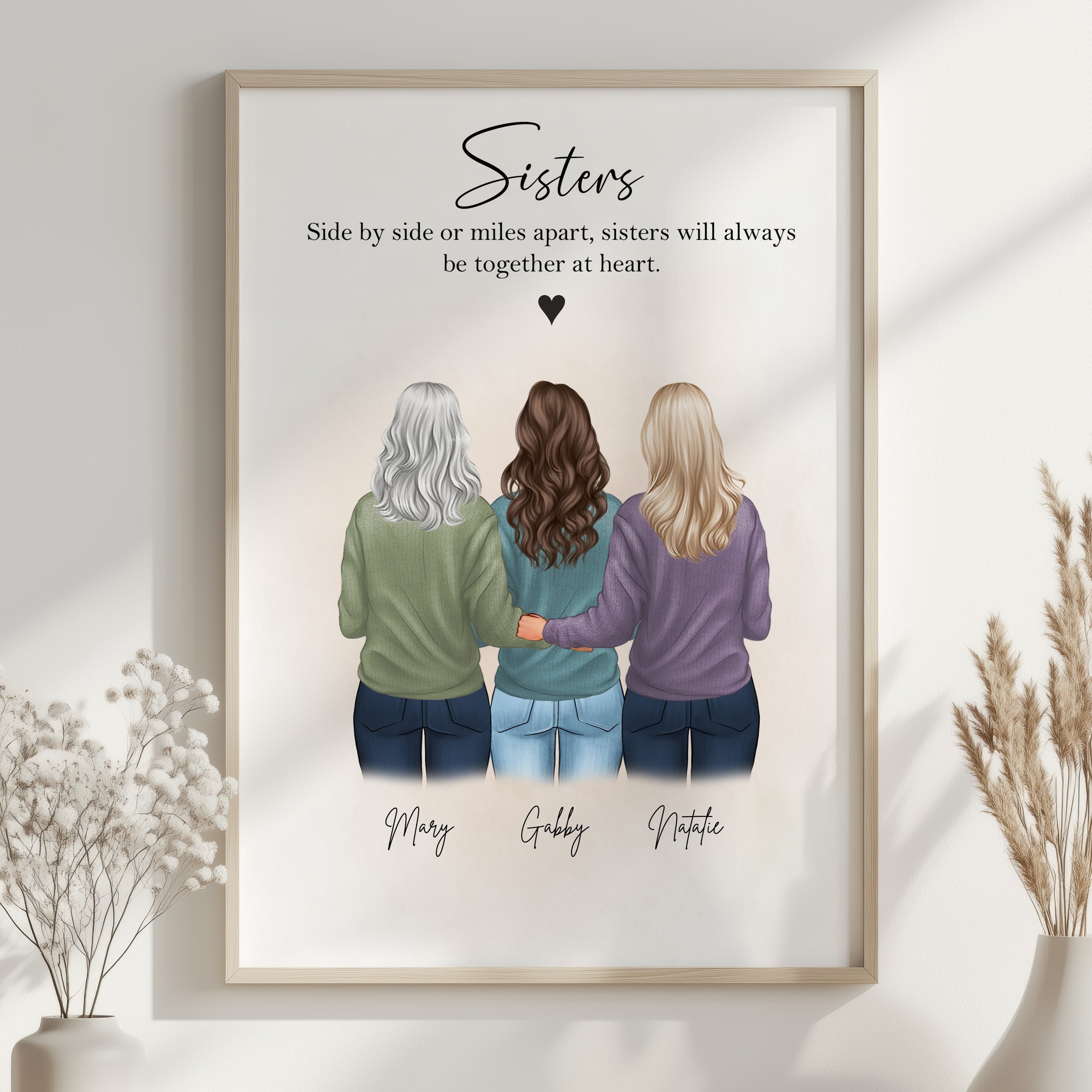 sentimental sisters print for Christmas or birthdays