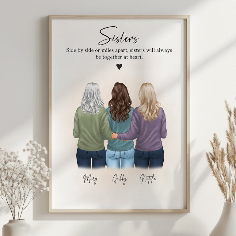 sentimental sisters print for Christmas or birthdays