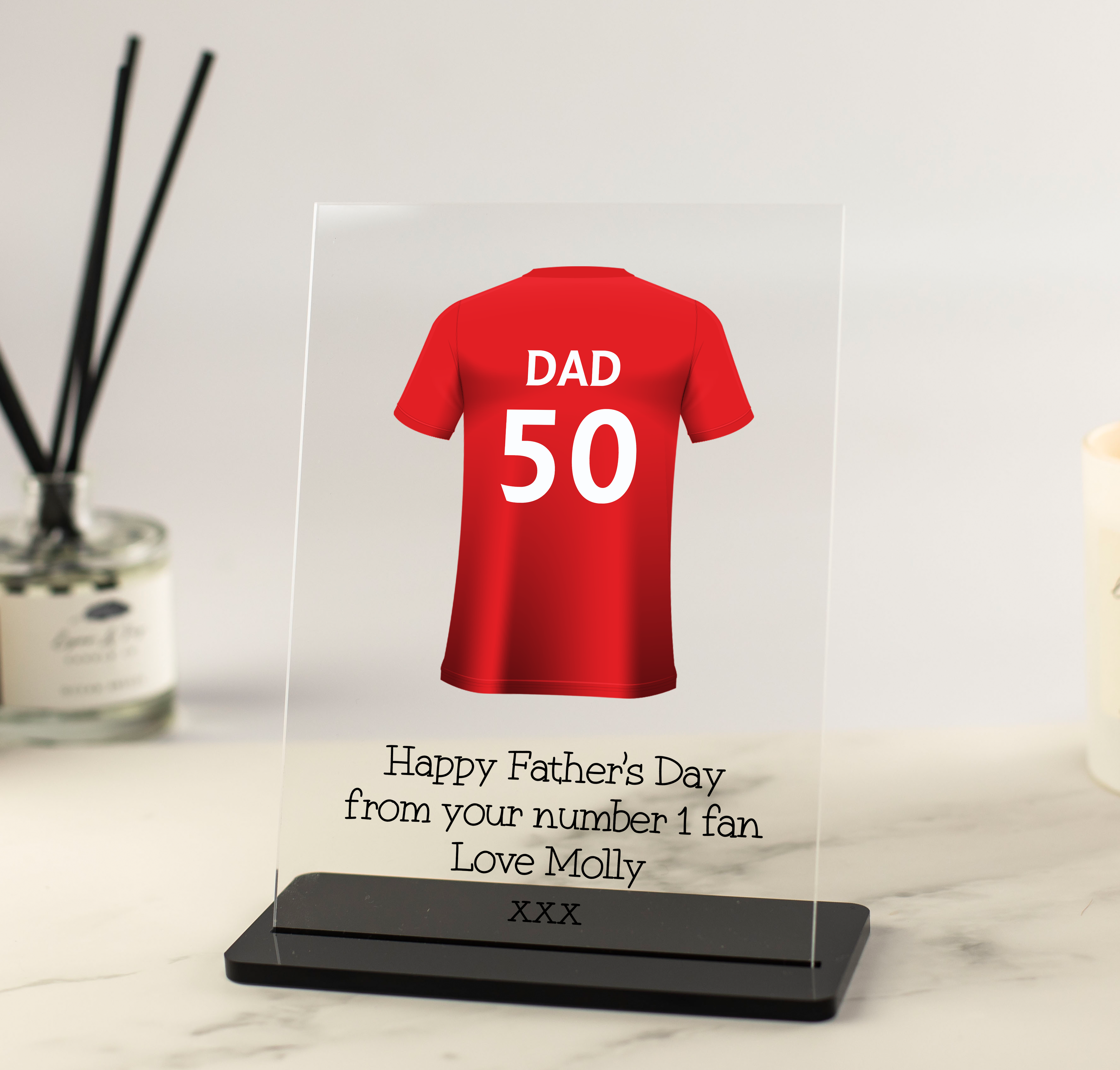 Personalised Football Shirt Print For Dad Acrylic Plaque – PersonalisedBee, Personalised Framed Football Shirts