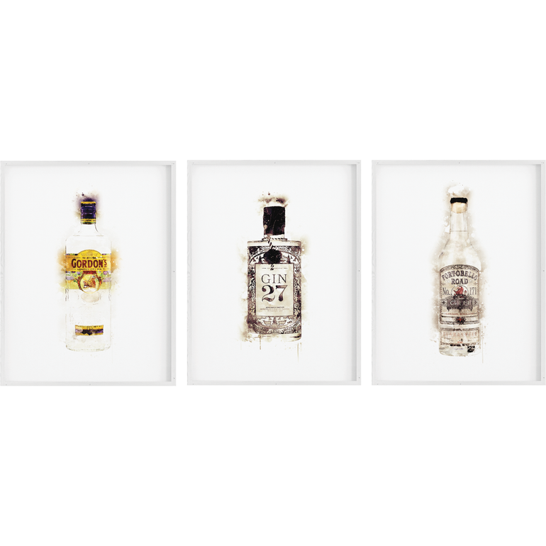 Set of 3 Gin Prints - Watercolour Print-Papier Art Designs