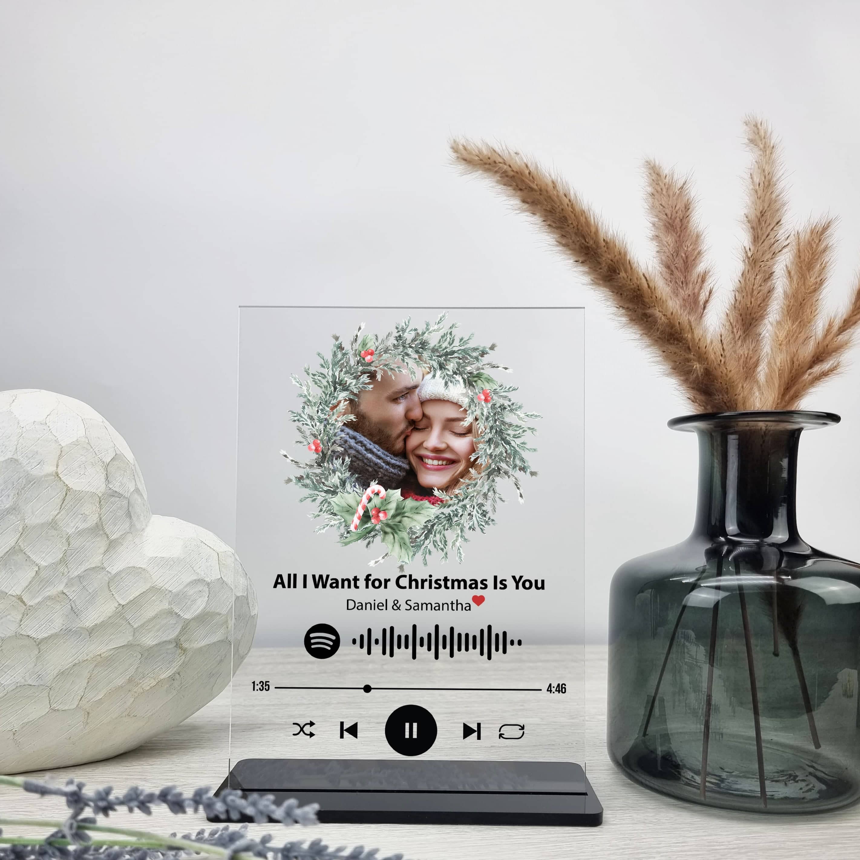 Personalized Spotify Photo Plaque With Scannable Code & Free Stand - Custom Music Birthday Gift Idea