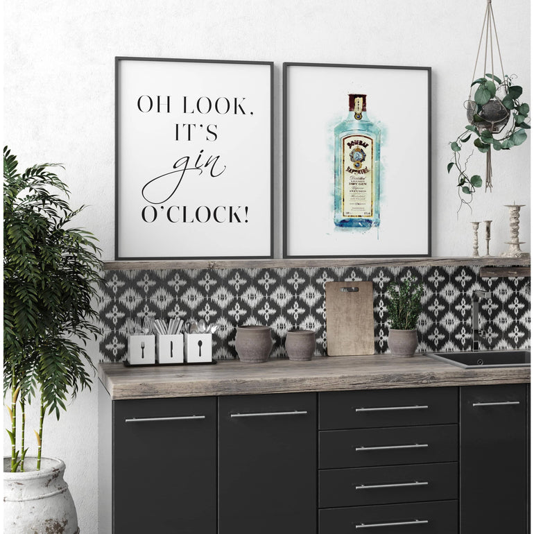 Bombay Sapphire Gin Wall Art - Watercolour Print-Papier Art Designs