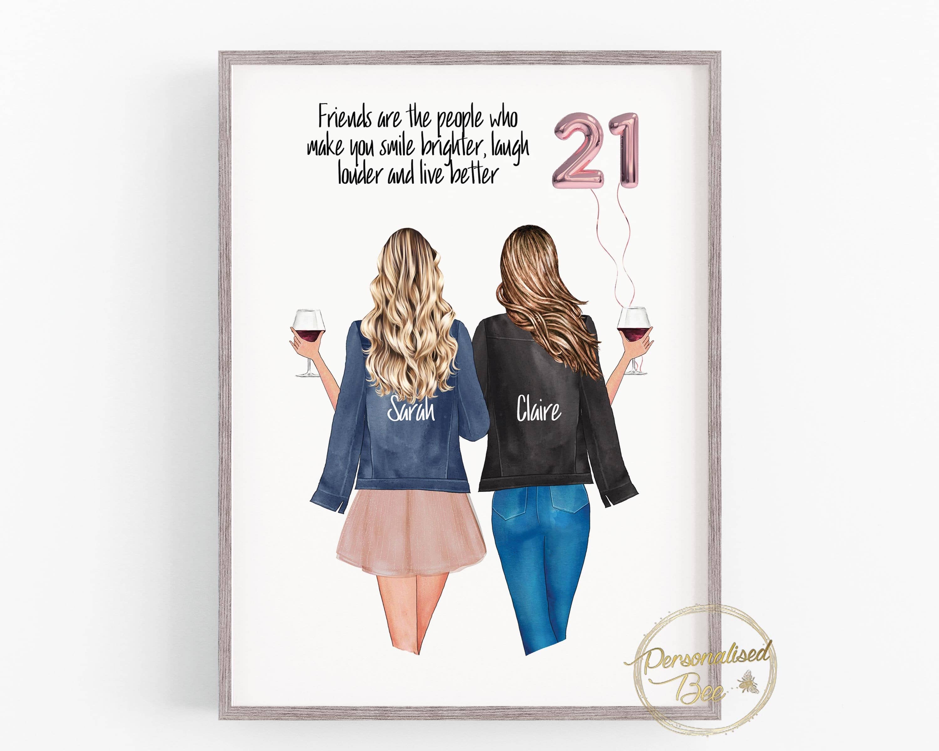 Best Friends Print Birthday Balloon Personalised Print Friends a –  PersonalisedBee