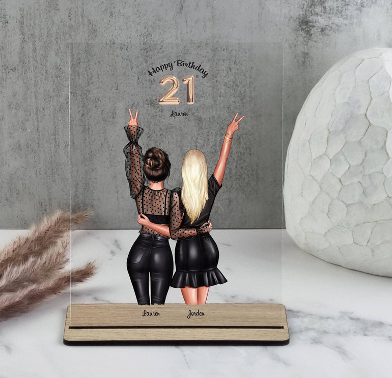 21st Birthday Best Friend Gift, Best Friend Print, Friendship Gift, BFF Personalised Gift, Custom Acrylic Plaque with Stand, Custom Gift