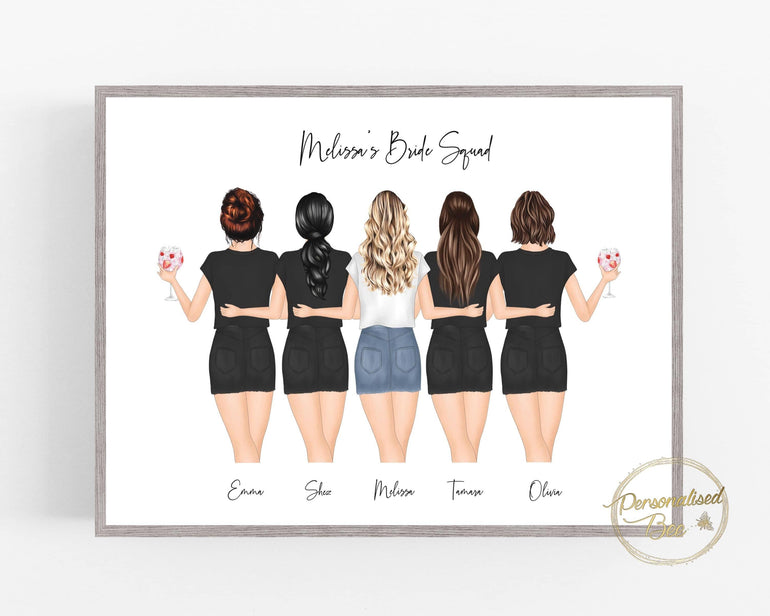 Bride Gift, Bridal Party Gift, Gift for Bridesmaids, Wedding gift for Bride, Bridesmaid Wedding Favour, Personalised Print, Wedding Keepsake