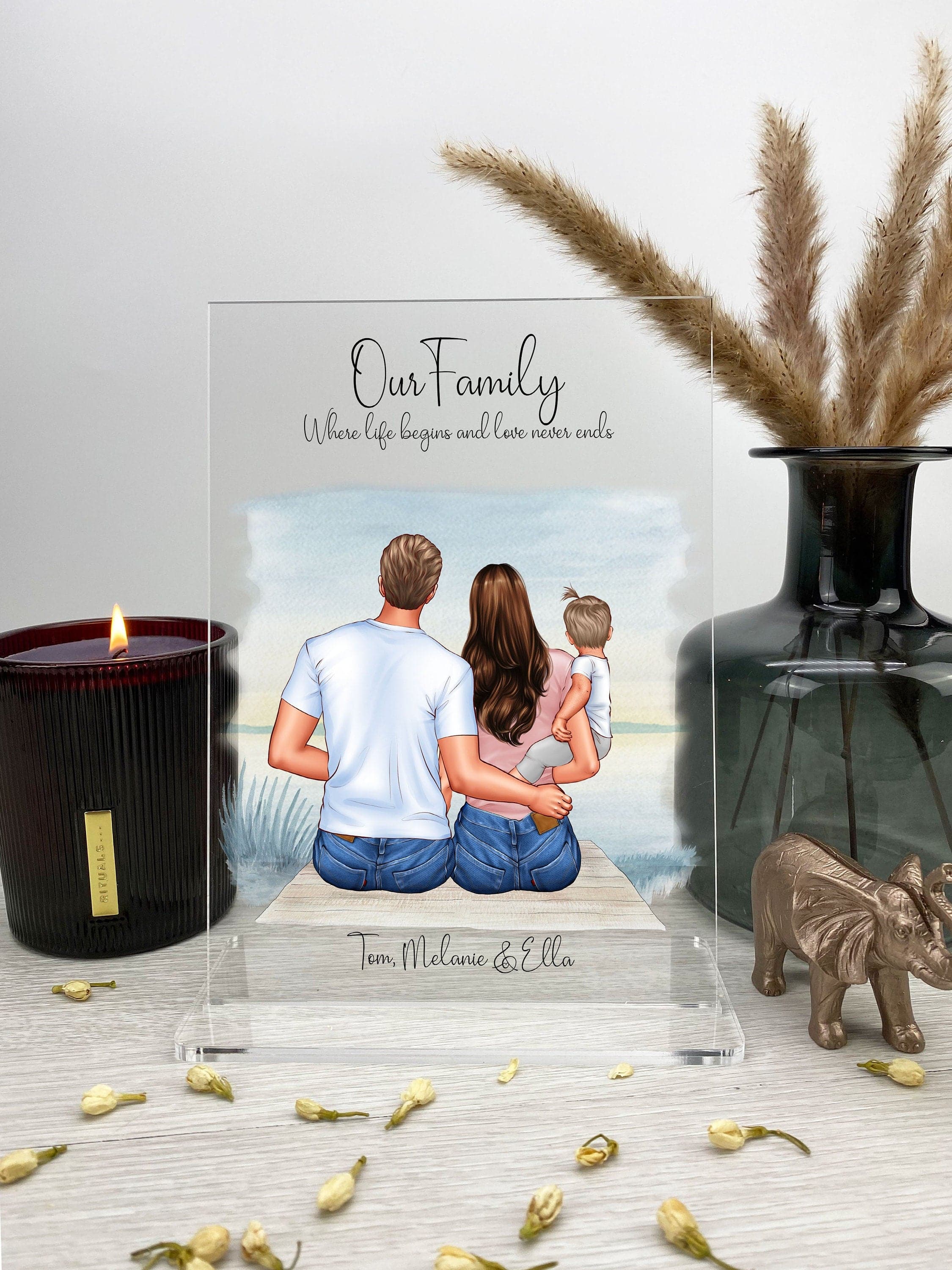 Gift for Mum, Personalised Gift for New Parents Gift, Couple and Baby Print,Birthday Gift for Mum, Gift for Dad, Family Print Acrylic Plaque