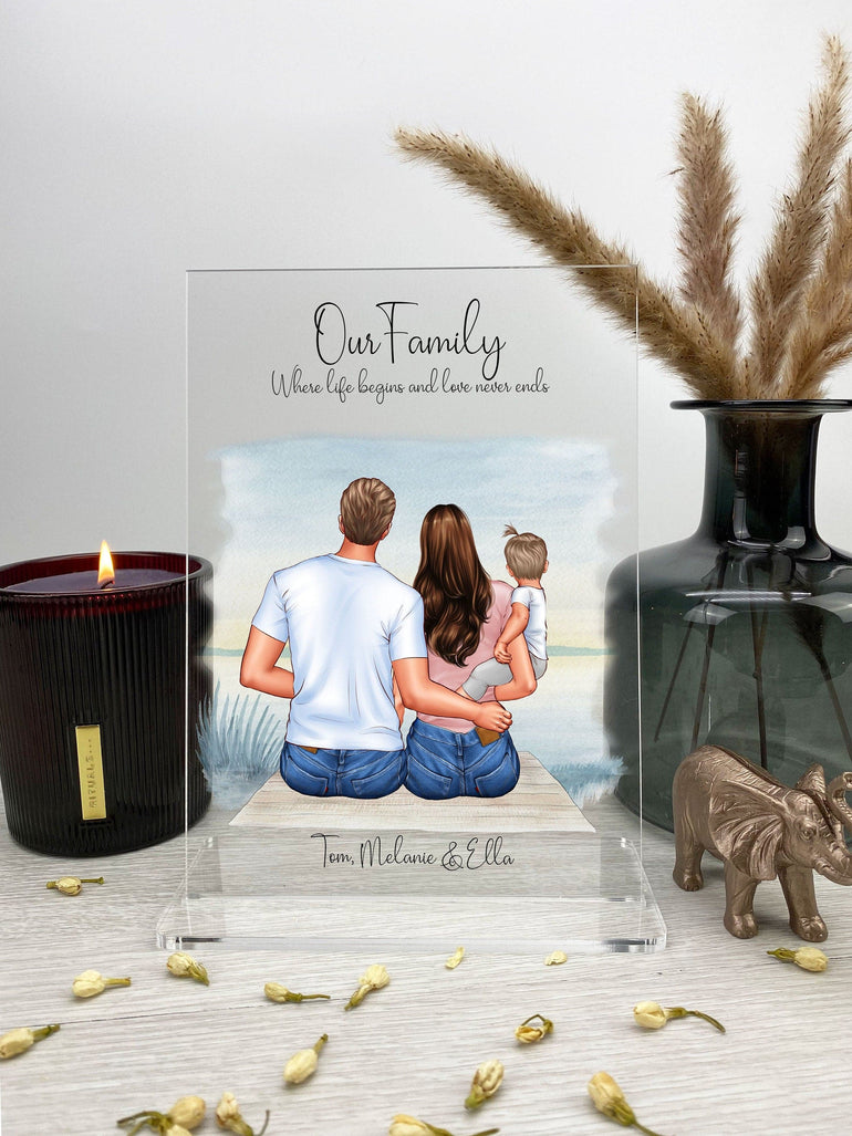 Gift for Mum, Personalised Gift for New Parents Gift, Couple and Baby Print,Birthday Gift for Mum, Gift for Dad, Family Print Acrylic Plaque