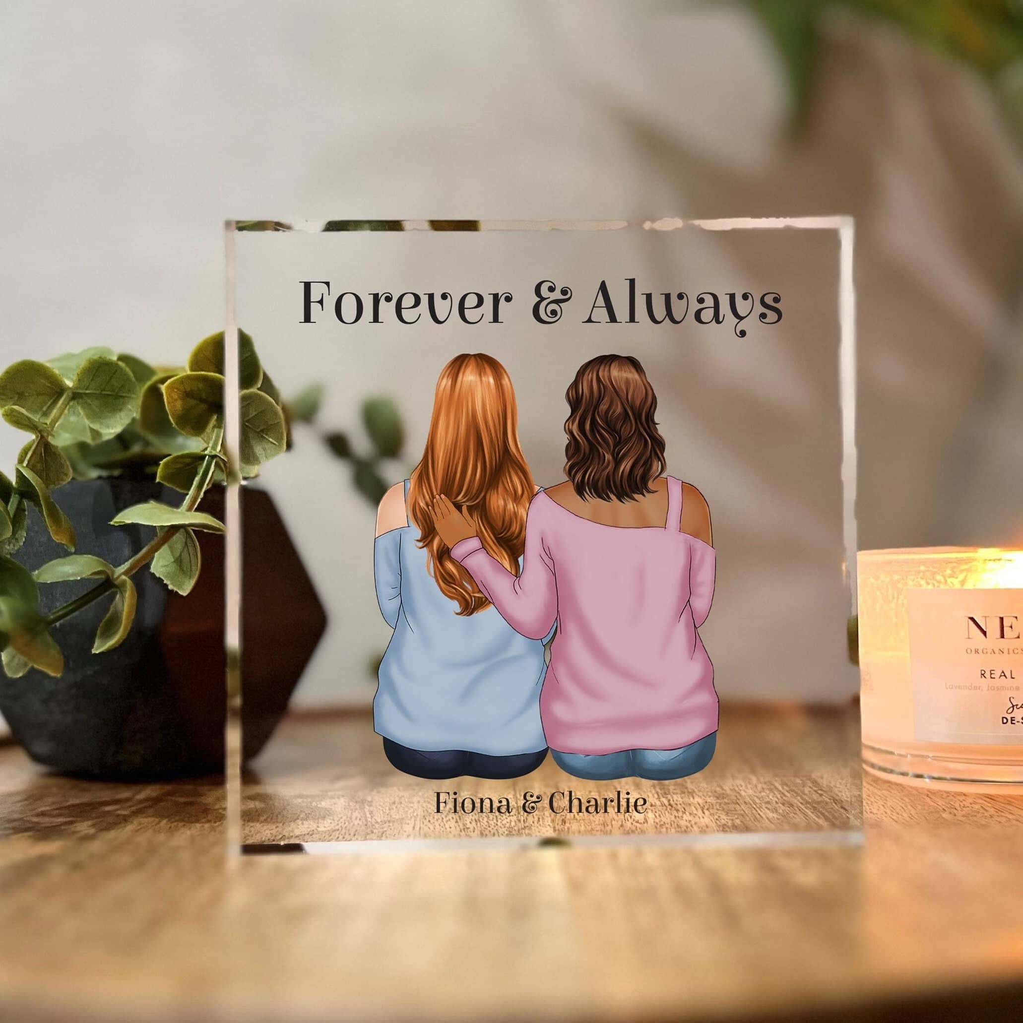 Couple Print, Valentines gift for her, Personalised Girlfriend Present, Birthday Gift, Anniversary, Valentines day gift Wife,LGBT Gift Block