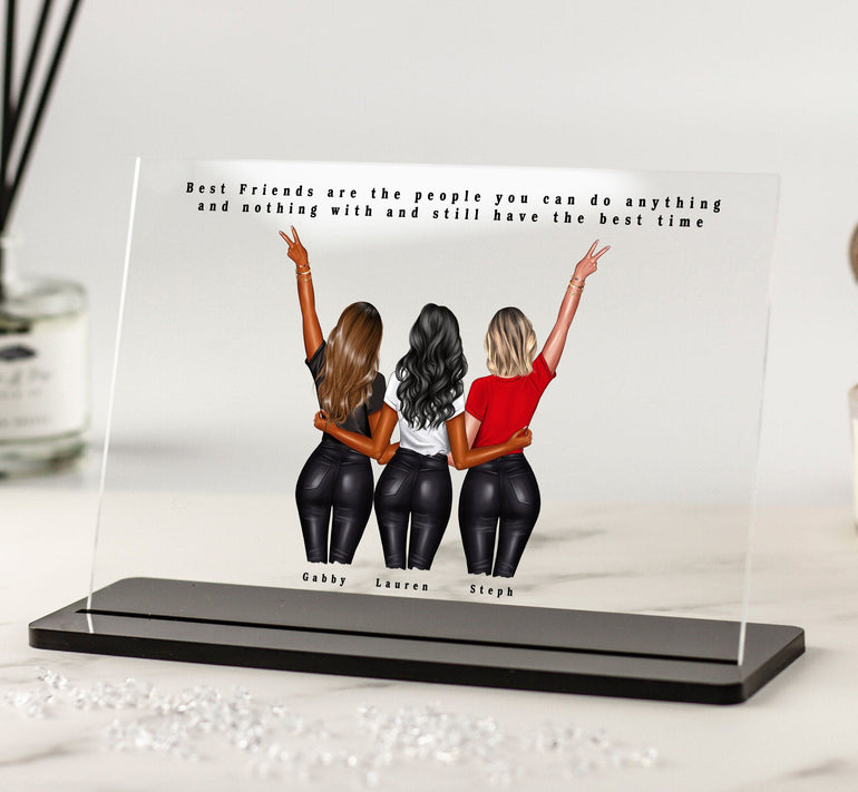 Birthday Best Friend Gift, 3 Friends Best Friend Print, Friendship Gift,BFF Personalised Gift,Custom Acrylic Plaque with Stand, Custom Quote