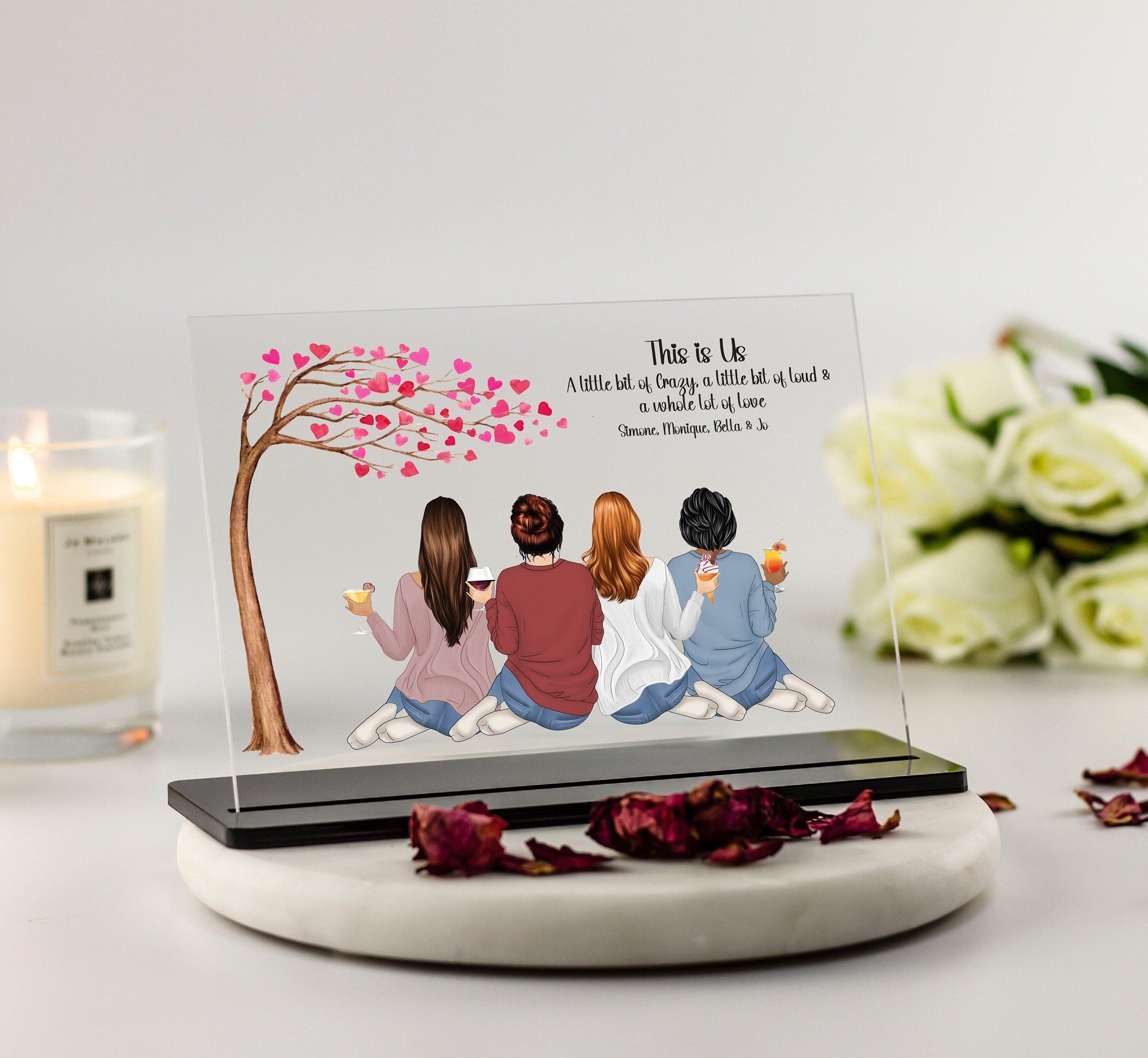 Best Friend Gifts, Sister Gifts, Personalised Group Illustration Print, Birthday Gift for Mum Best friend Print, Unique Gifts,Acrylic Plaque