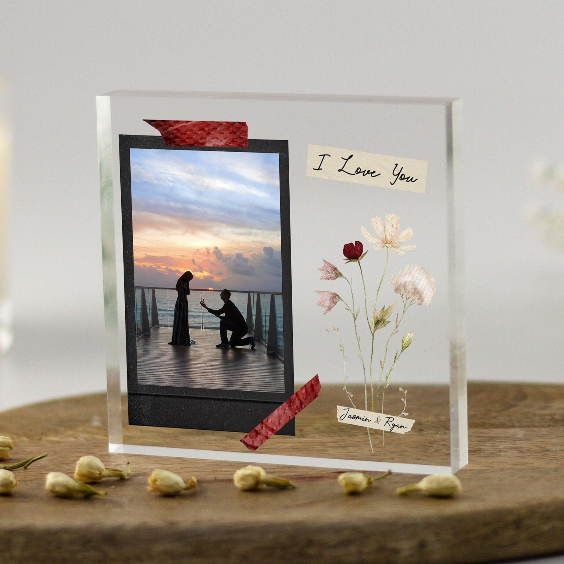 Anniversary Gifts, Wedding Anniversary, Gift to Wife, 1 Year Anniversary, Gifts for Girlfriend, Custom Photo Print, I Love You Acrylic Block