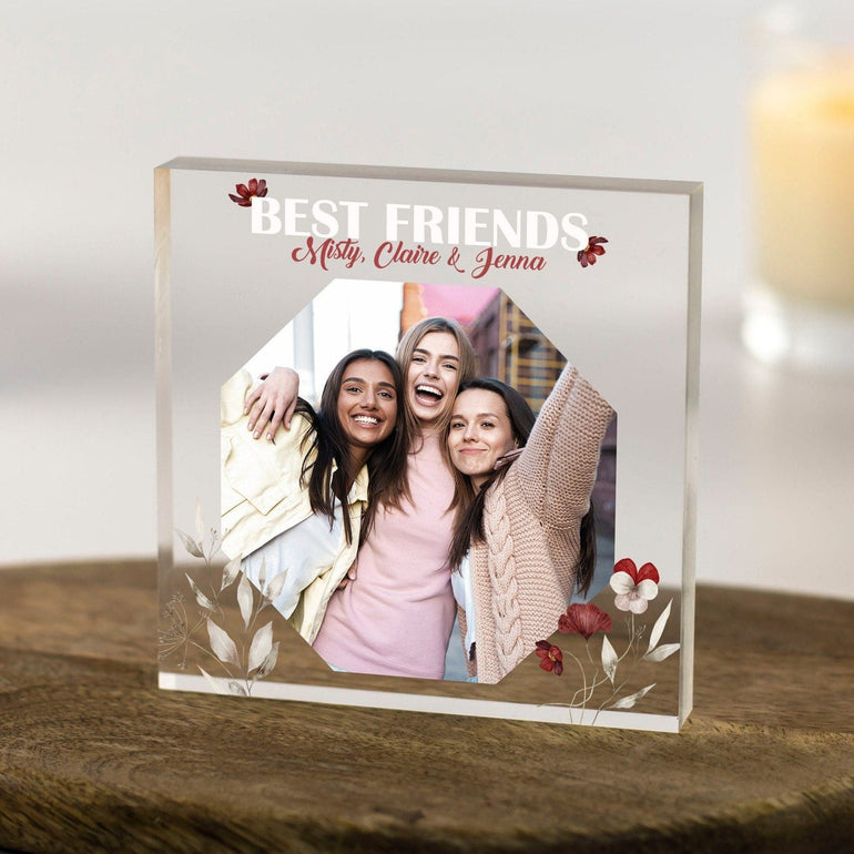 Best Friend Gift, Personalised Gift for Her, BFF Birthday Gift, Besties Gift, Friendship Gift, Best Gifts for Her Photo Clear Acrylic Block
