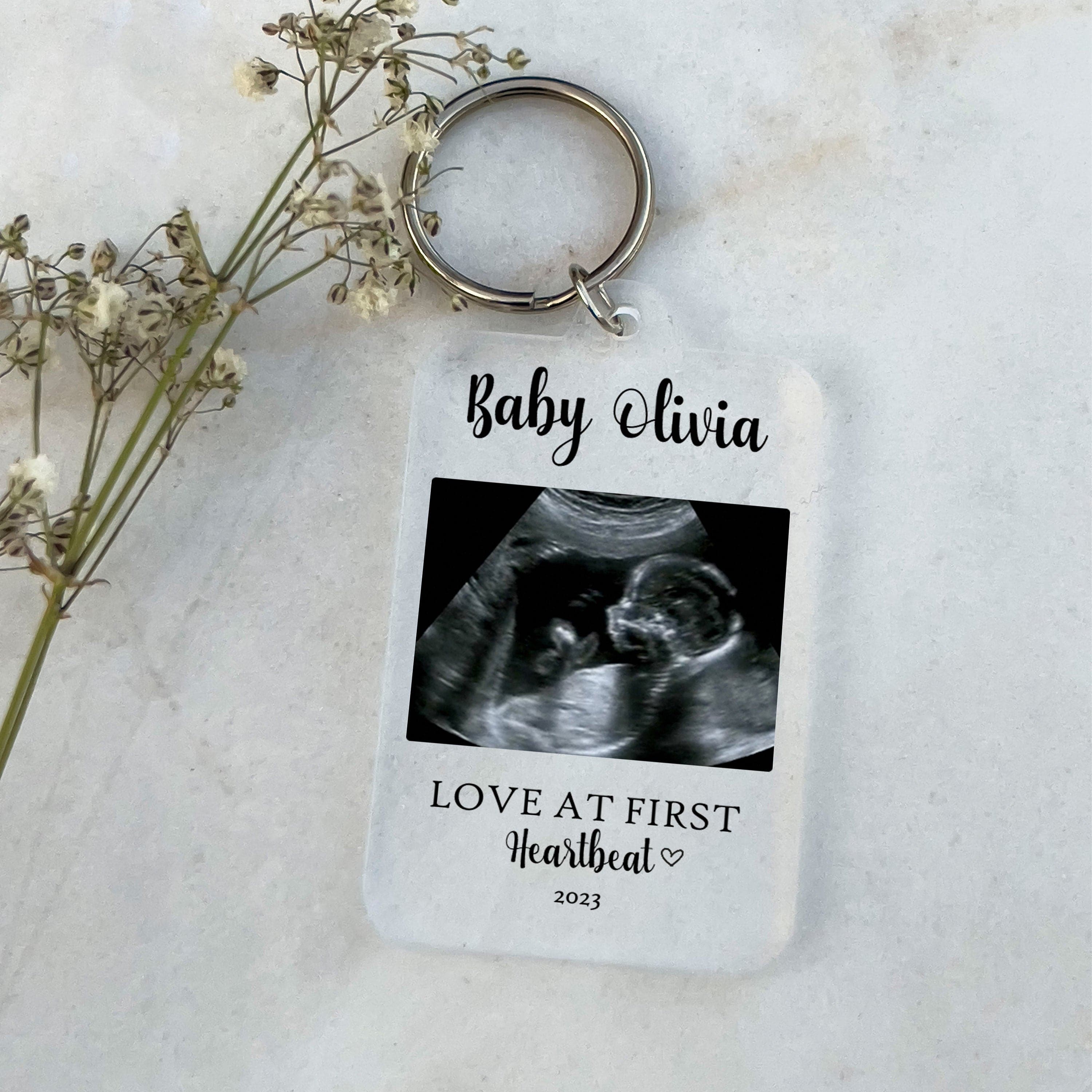 Baby Scan Photo Keyring, Father's Day Gift, Pregnancy Announcement, Mum Gift, Grandparents to be, Personalised Keyring, Custom Keychain,