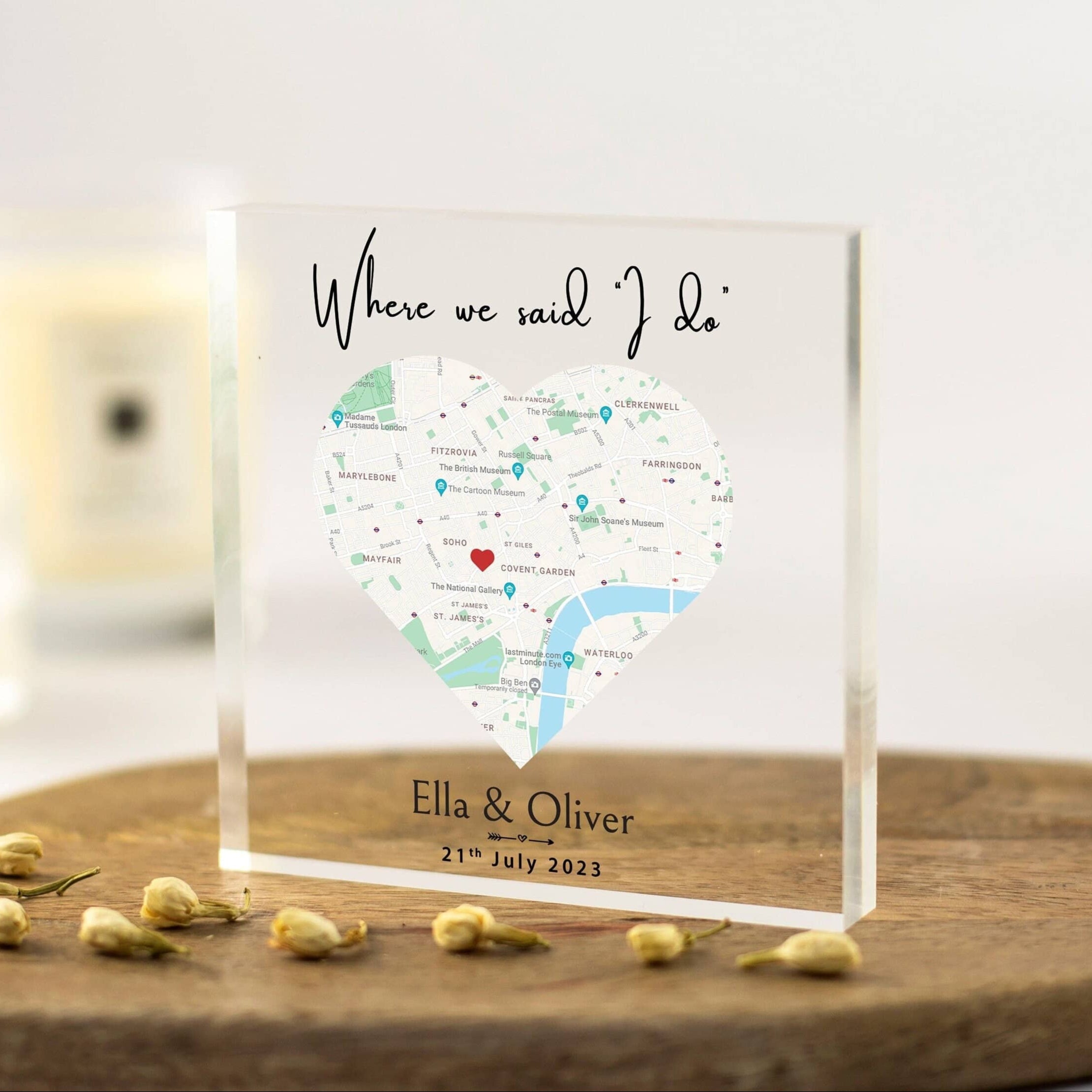 Wedding gift for couple, Map Print of Wedding Venue, Personalised Anniversary Gifts, Wedding Day Keepsake,Custom Map Acrylic Block
