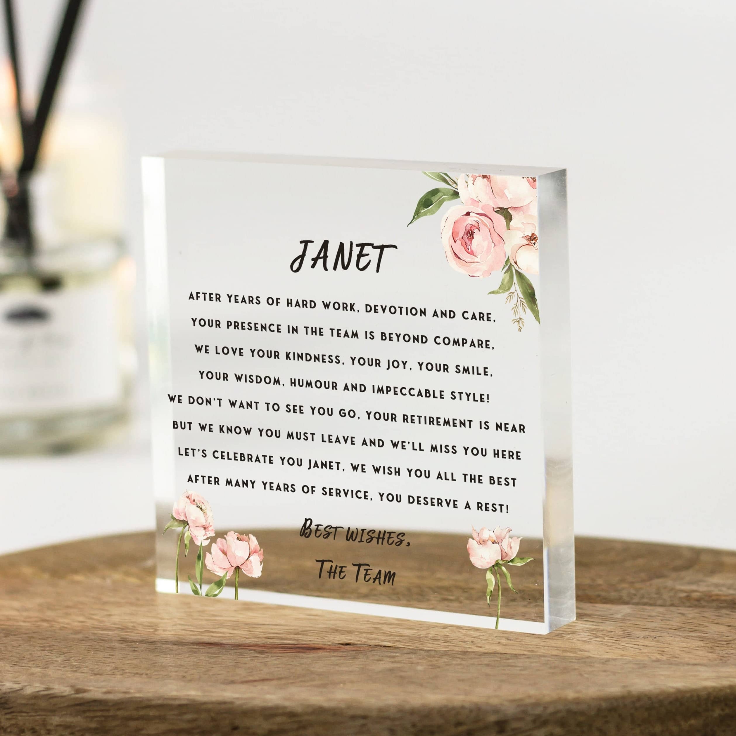 Retirement Gifts for Women, Personalised Work Colleague, Leaving Job Gifts, Goodbye Gift, Coworker Boss leaving, Appreciation Thank you Gift