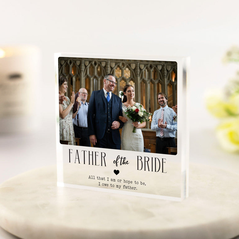 Father of the Bride Gift, Gift for Dad from daughter, Wedding Day Keepsake Photo, Wedding memorial frame, Father Gift from Groom, Acrylic