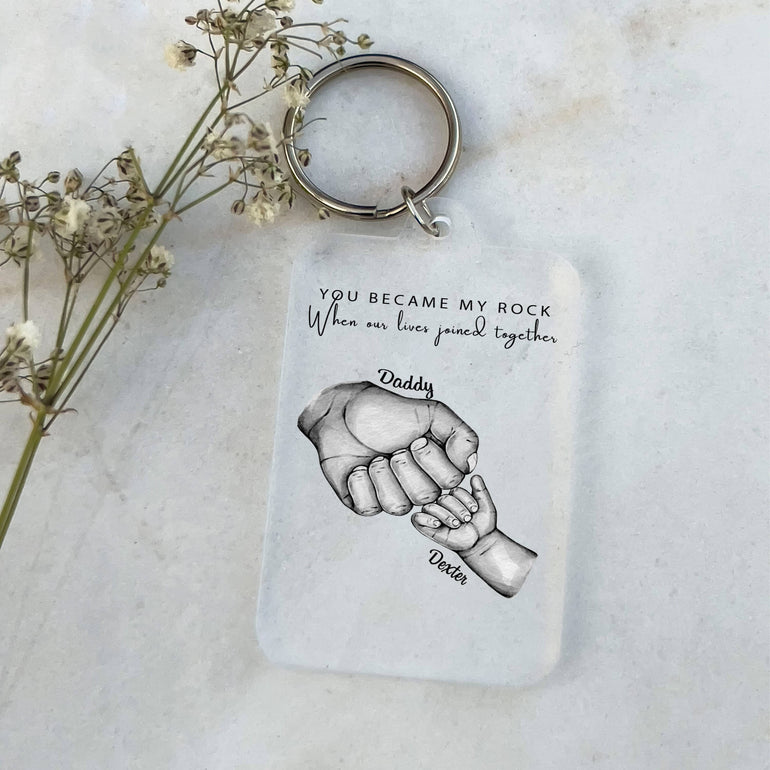 Personalised Dad Gifts, Custom Keychain, Keyring Gift, Fathers Day Gift, Daddy Birthday, Hand Illustration Print, Keychain Gifts New Dad