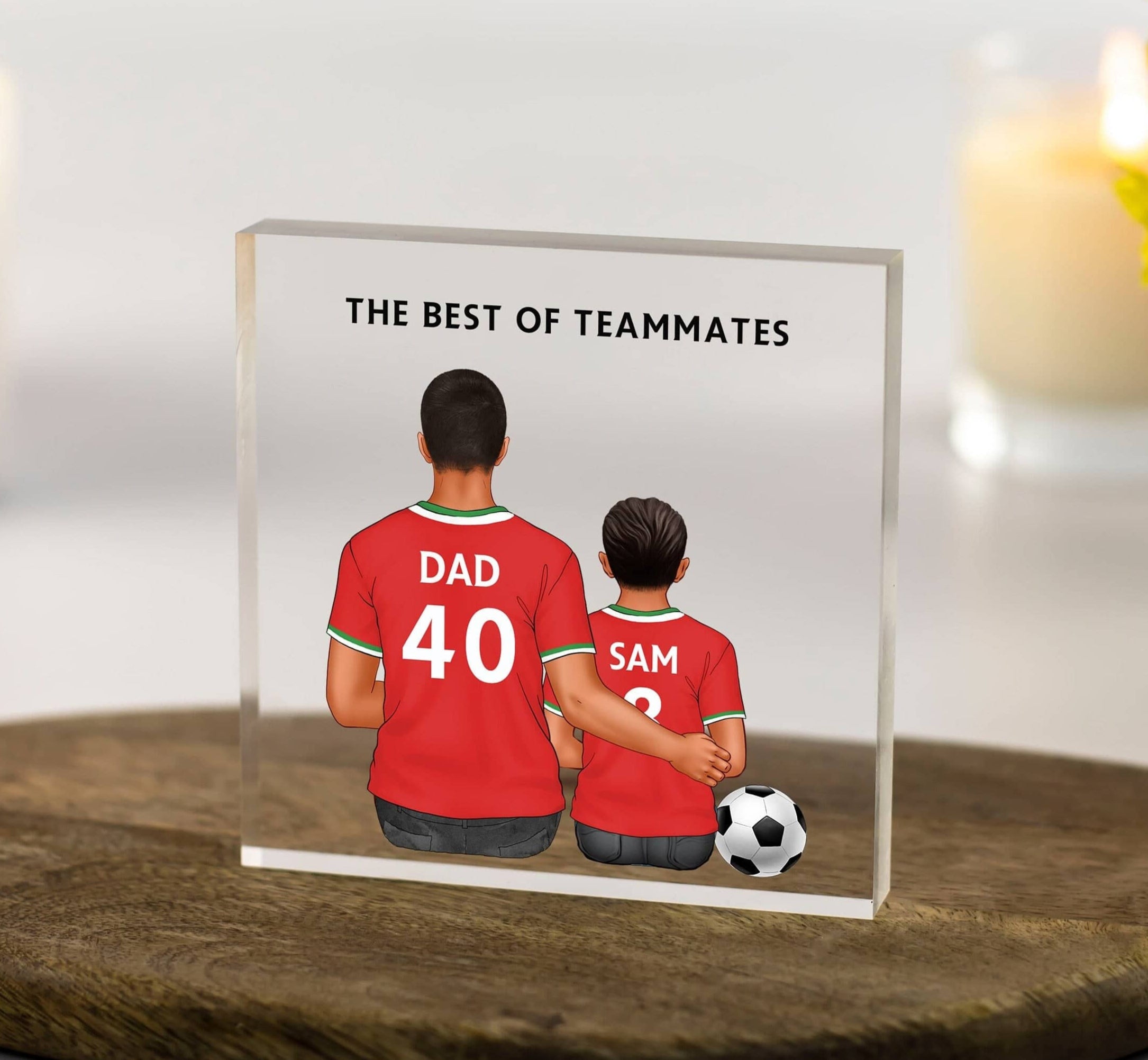 Fathers Day Gift from Son, Gift from Daughter, Football Shirt Print, Gift for Dads, Grandads, Birthday Gift, Custom Gift, Acrylic Block