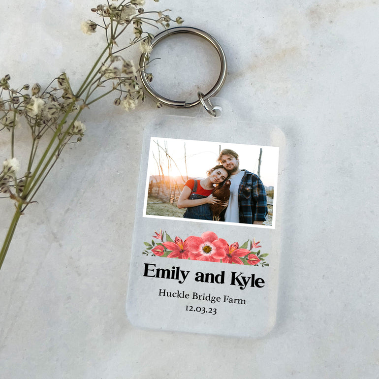 Personalised Photo Keyring, Keychain Gifts, Custom Text, Birthday, Wedding, Bridesmaids, Anniversary, Engagement, Christmas Gift