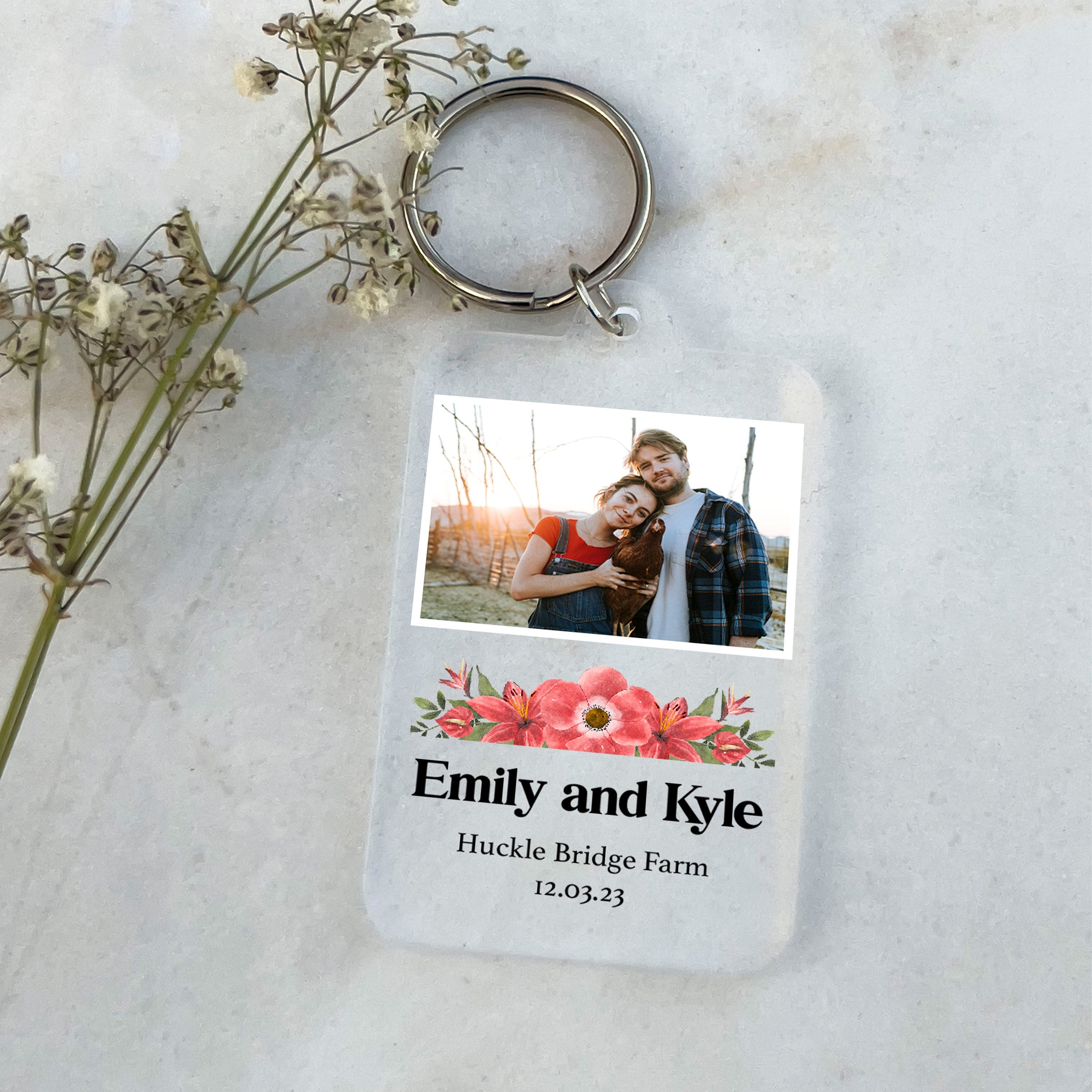 Personalised Photo Keyring, Keychain Gifts, Custom Text, Birthday, Wedding, Bridesmaids, Anniversary, Engagement, Christmas Gift