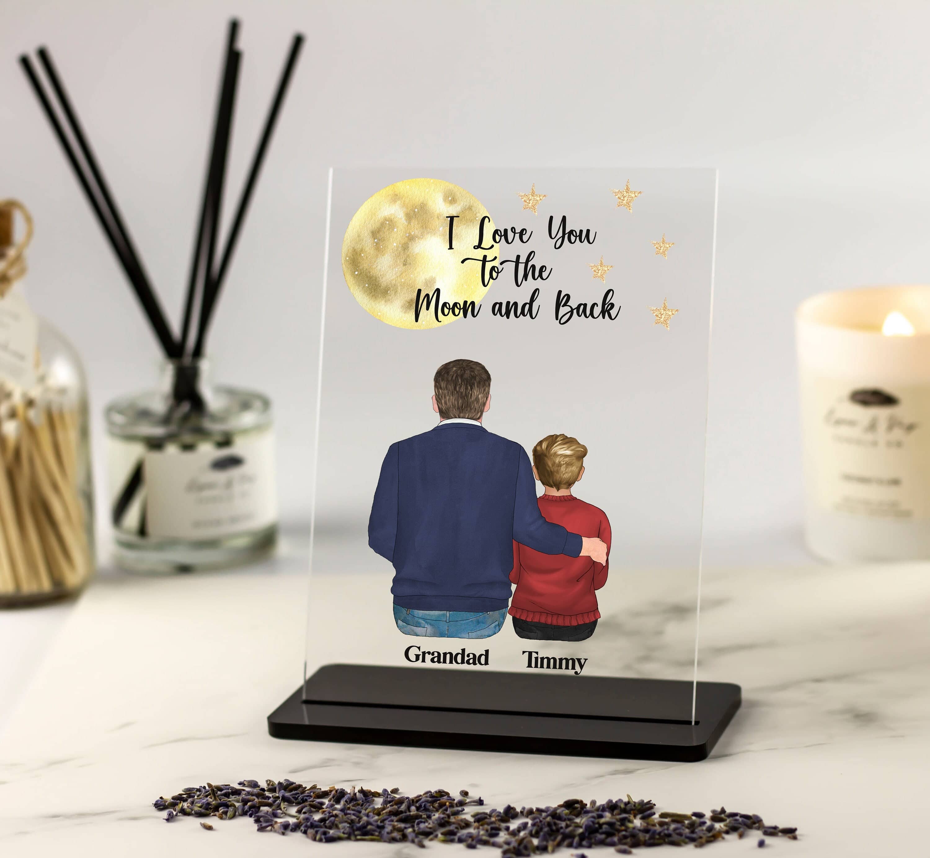 Grandad Gift, Fathers day Gift, Grandpa and Grandchild Custom Portrait, Birthday Gift for Dad, Gift from Grandchild, Gift from Son, Daughter