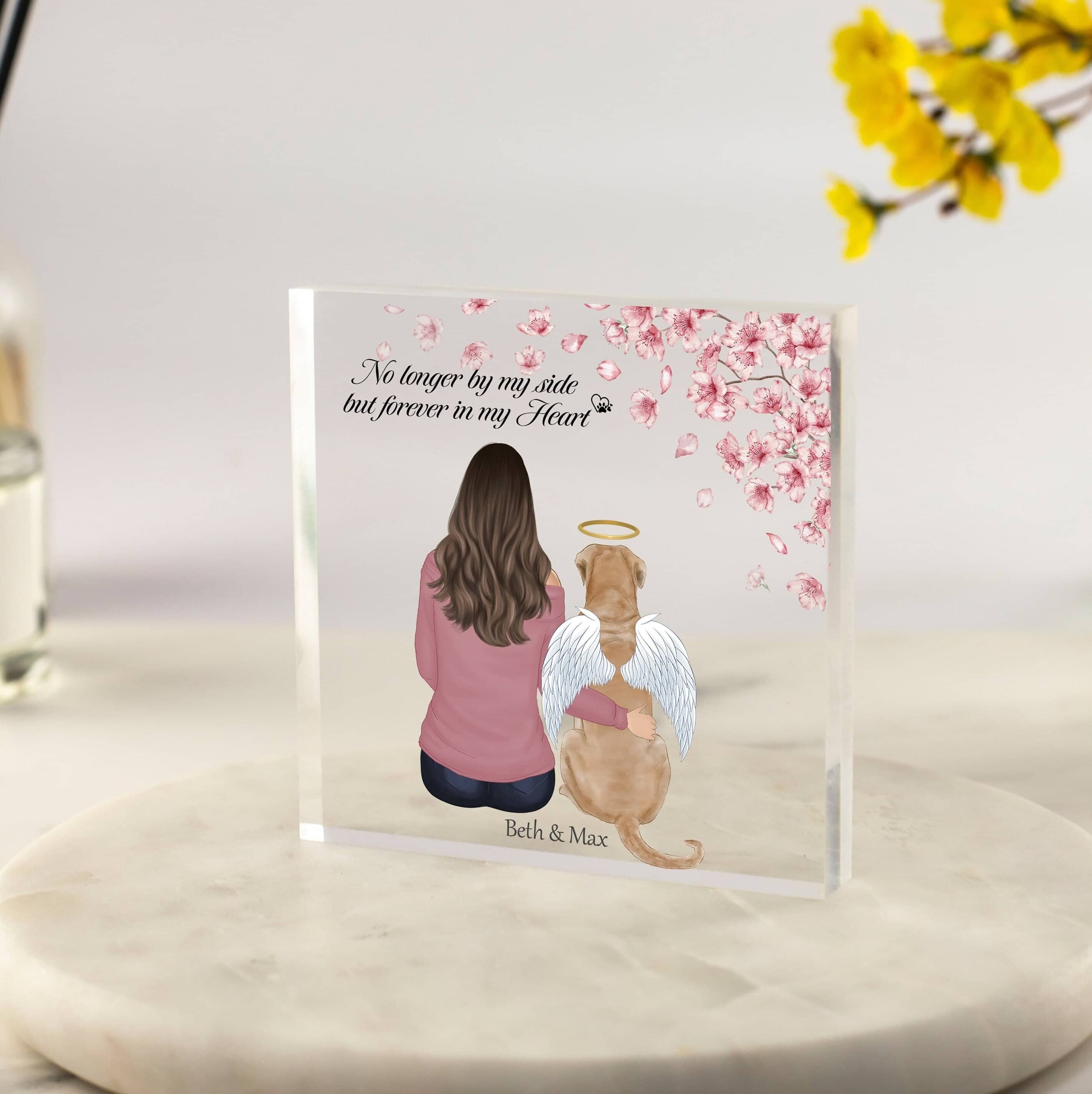 Dog Memorial, Sympathy Gift, Personalised Pet Portrait, Dog Owner Gift, Pet Memorial, Cat Loss, Bereavement Gift, Pet Loss Acrylic Block