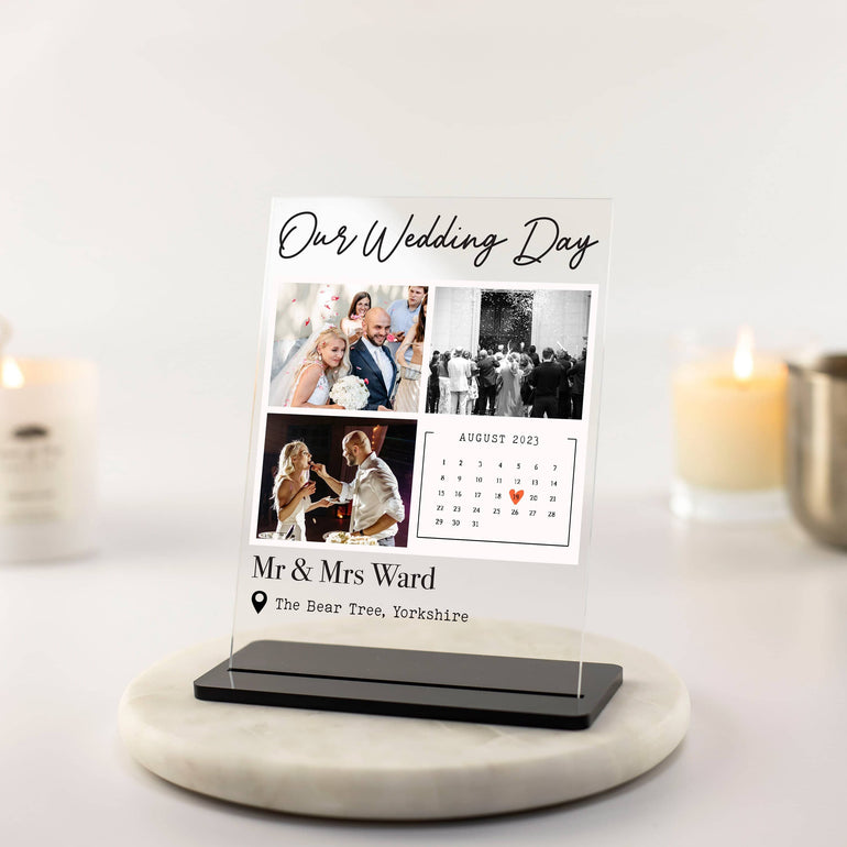 Our Wedding Day Photo Acrylic Plaque, Anniversary Gift, Personalised Gift for Wife, Husband Gift, 1st Anniversary, Wedding Frame, Christmas