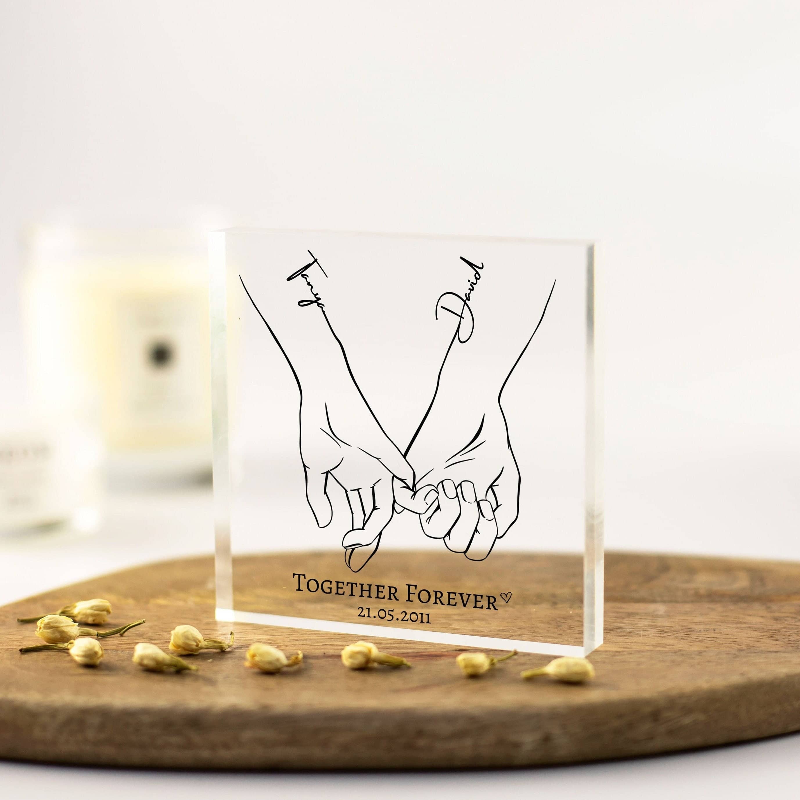 Couple Personalised Gift, Anniversary Gift, Engagement Gifts Holding Hands Line Art, Christmas Gifts, Wedding Gifts, Housewarming Unique