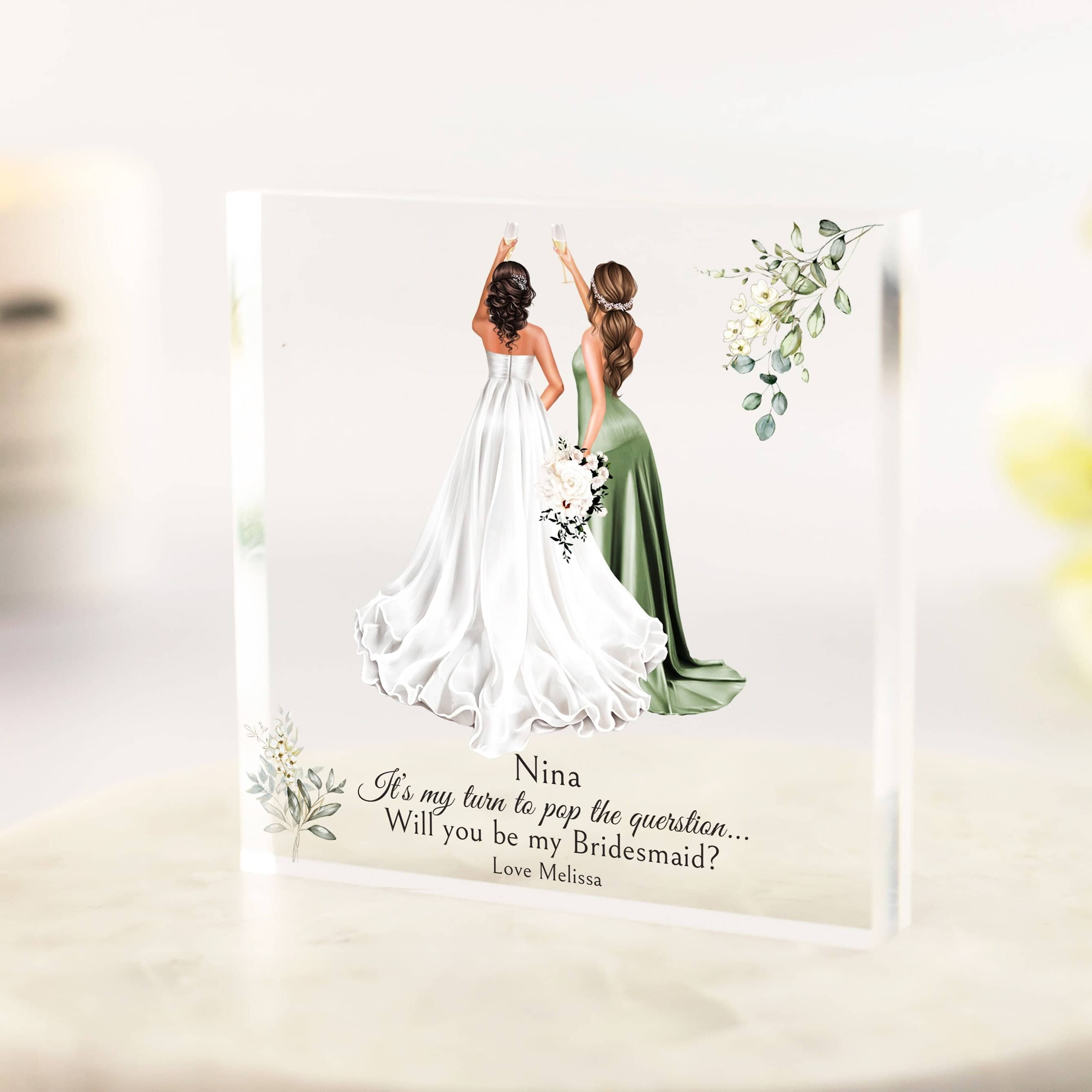 Bridesmaid Proposal Gift, Bridesmaid Gifts, Maid of Honour Proposal, Thank You Bridesmaid Gift, Custom Bridesmaid Gift Ideas Acrylic Block