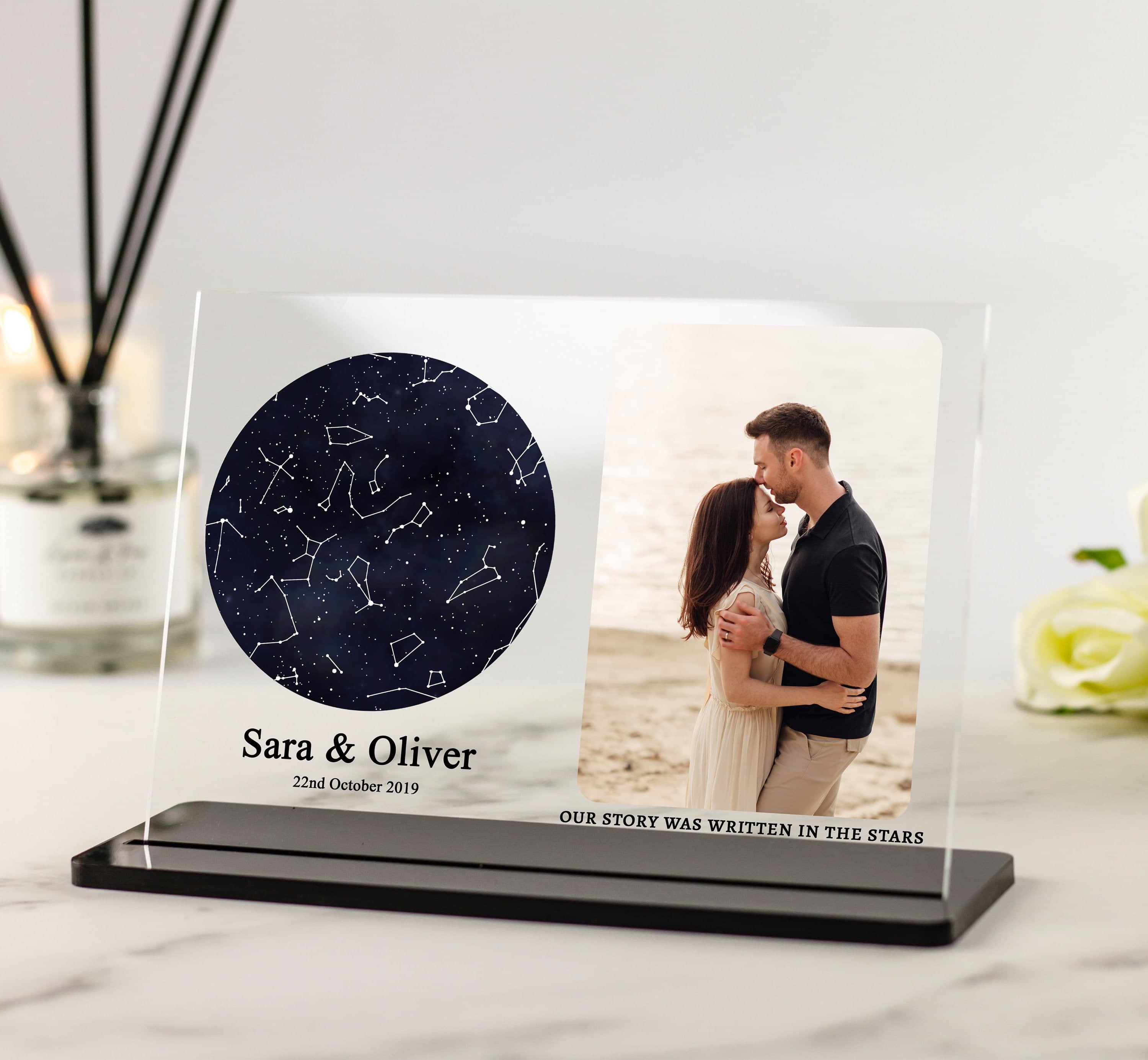 Custom Star Map Print by Date and Photo, Custom Wedding Gift for Couple, Night we Met, Anniversary, Christmas, Boyfriend, Girlfriend Plaque