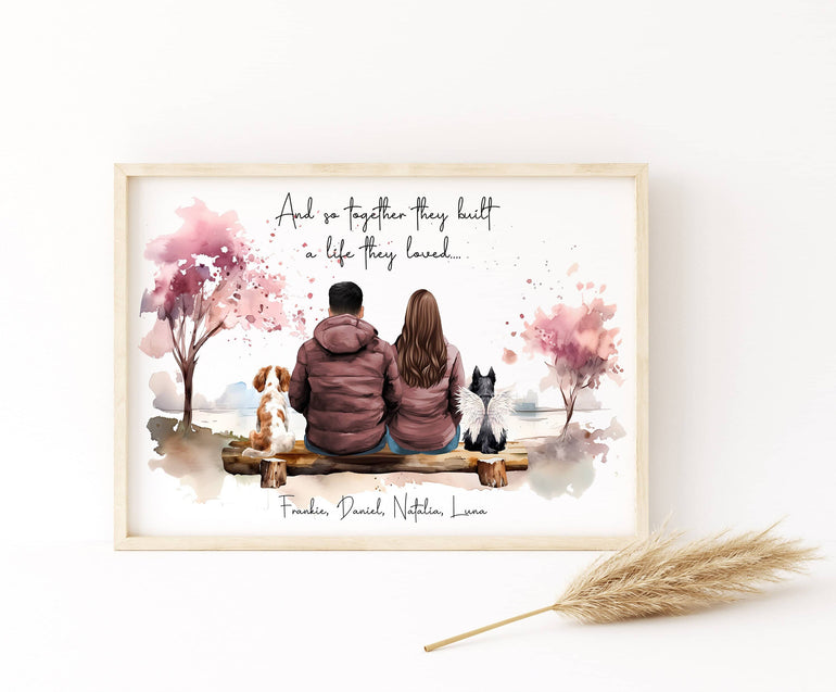 Custom Illustration Couple Portrait, Valentine's Gift, Engagement Gifts for Couple, Couple Poster, Boyfriend Gifts,Girlfriend Birthday Print