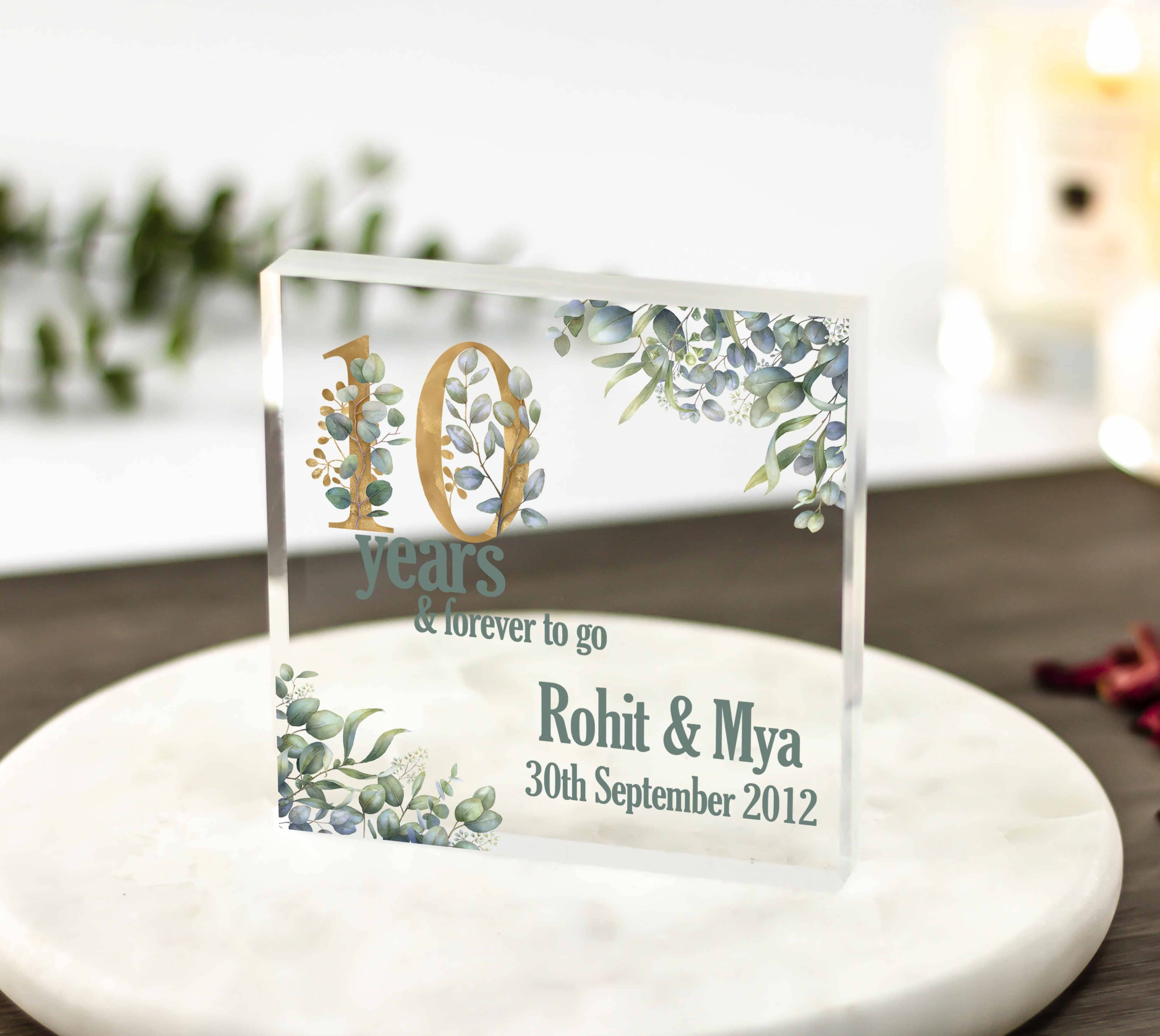 10 Year Anniversary Gift for Him/Her, Personalised Wedding