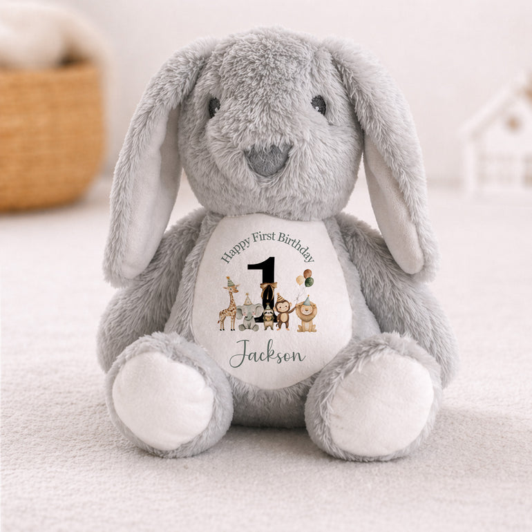 1st Birthday Personalised Teddy gift Safari themed