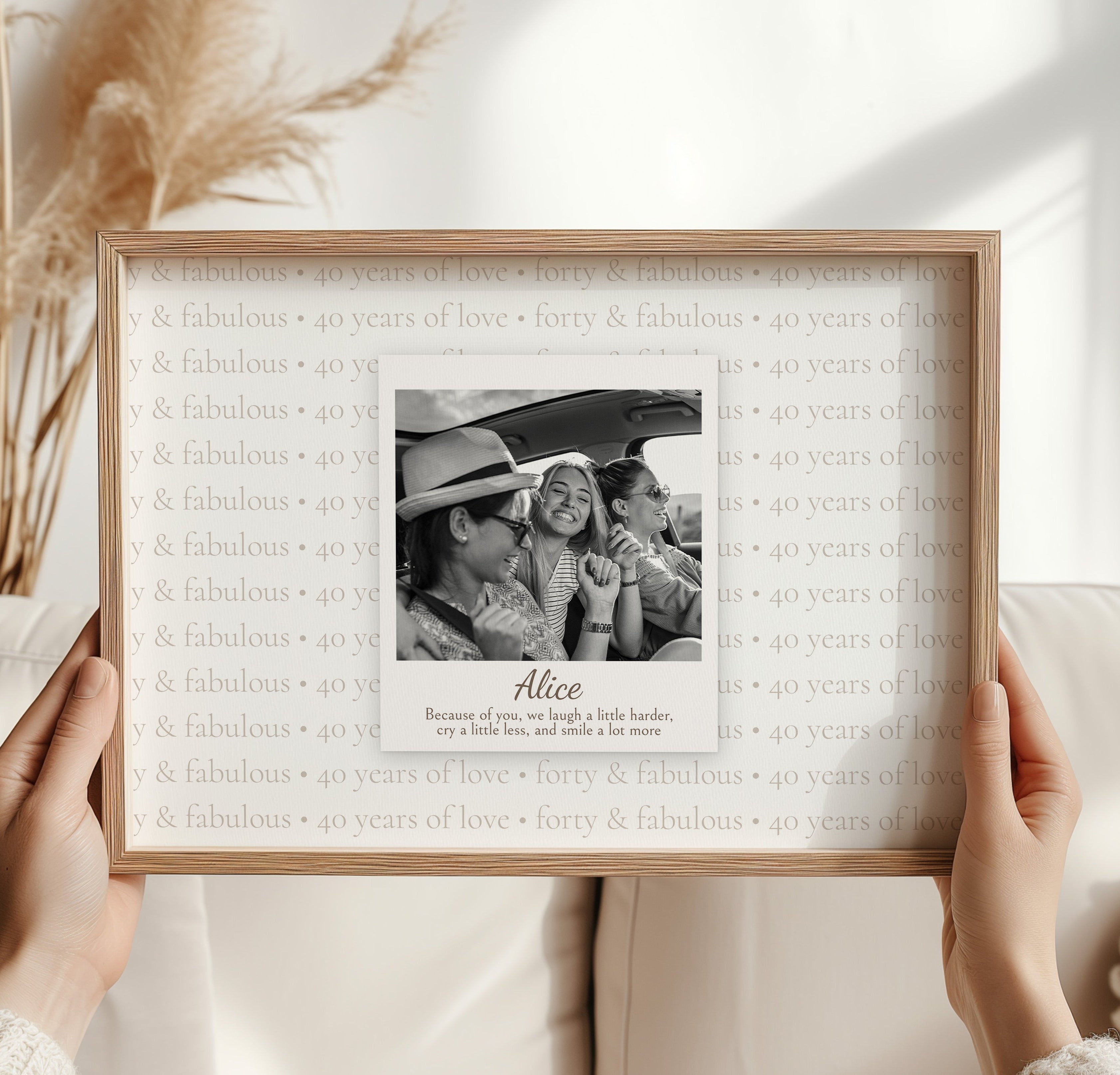Birthday Years personalised single photo and quote wall art print with layered age wording for milestone birthdays
