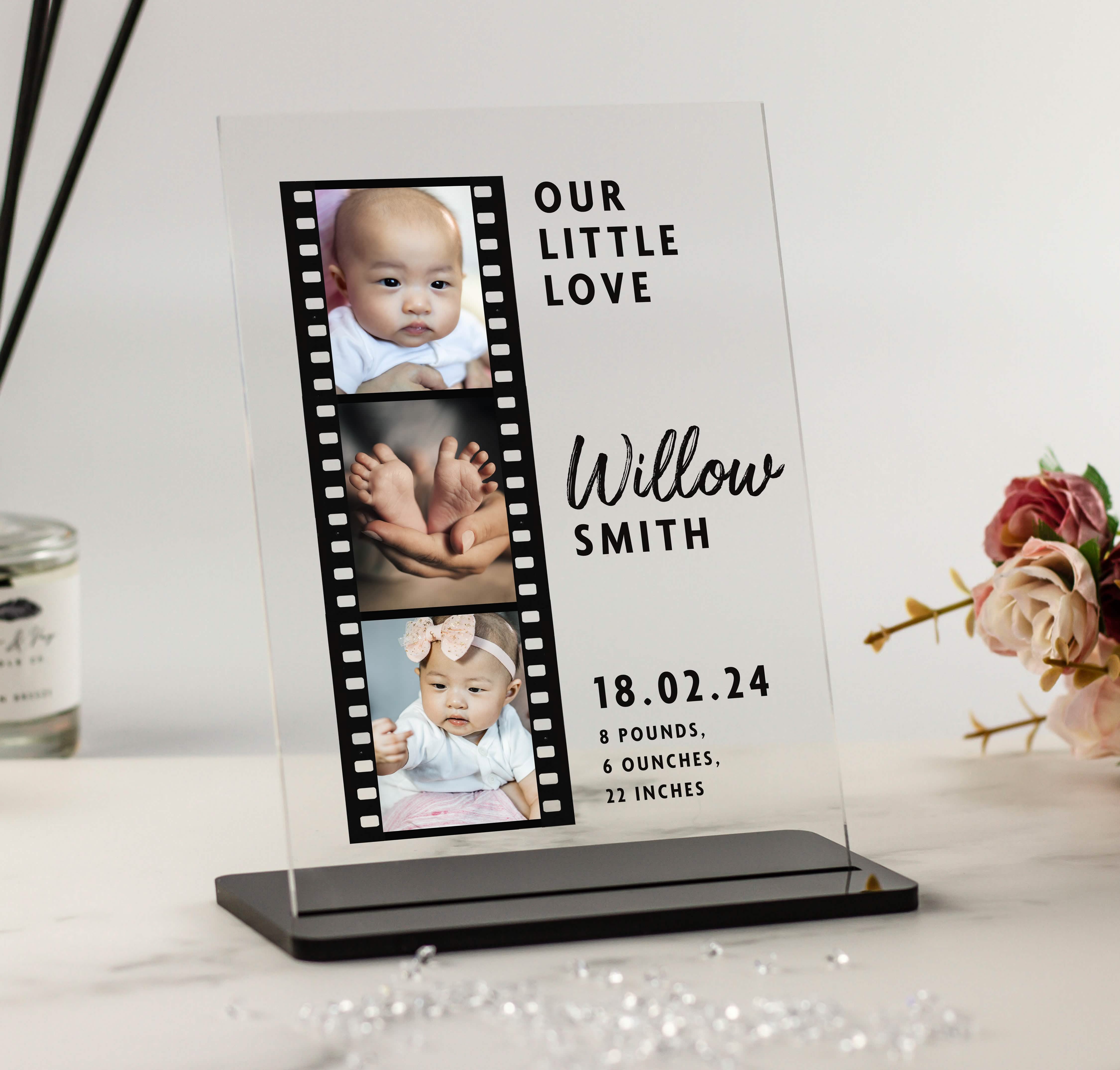'Our Little Love' 3 Photo Gift for New Born Baby - Acrylic Photo Plaqu ...