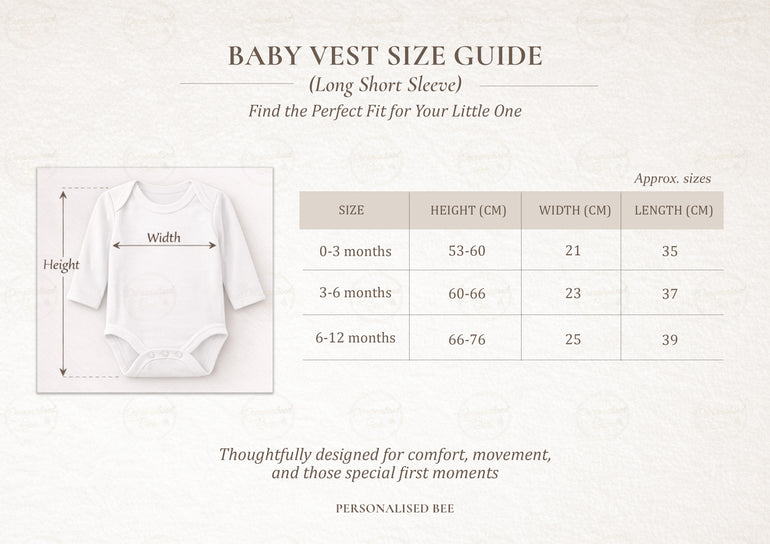 Long Sleeve Baby Vest Measurements for personalised 1st fathers day outfit
