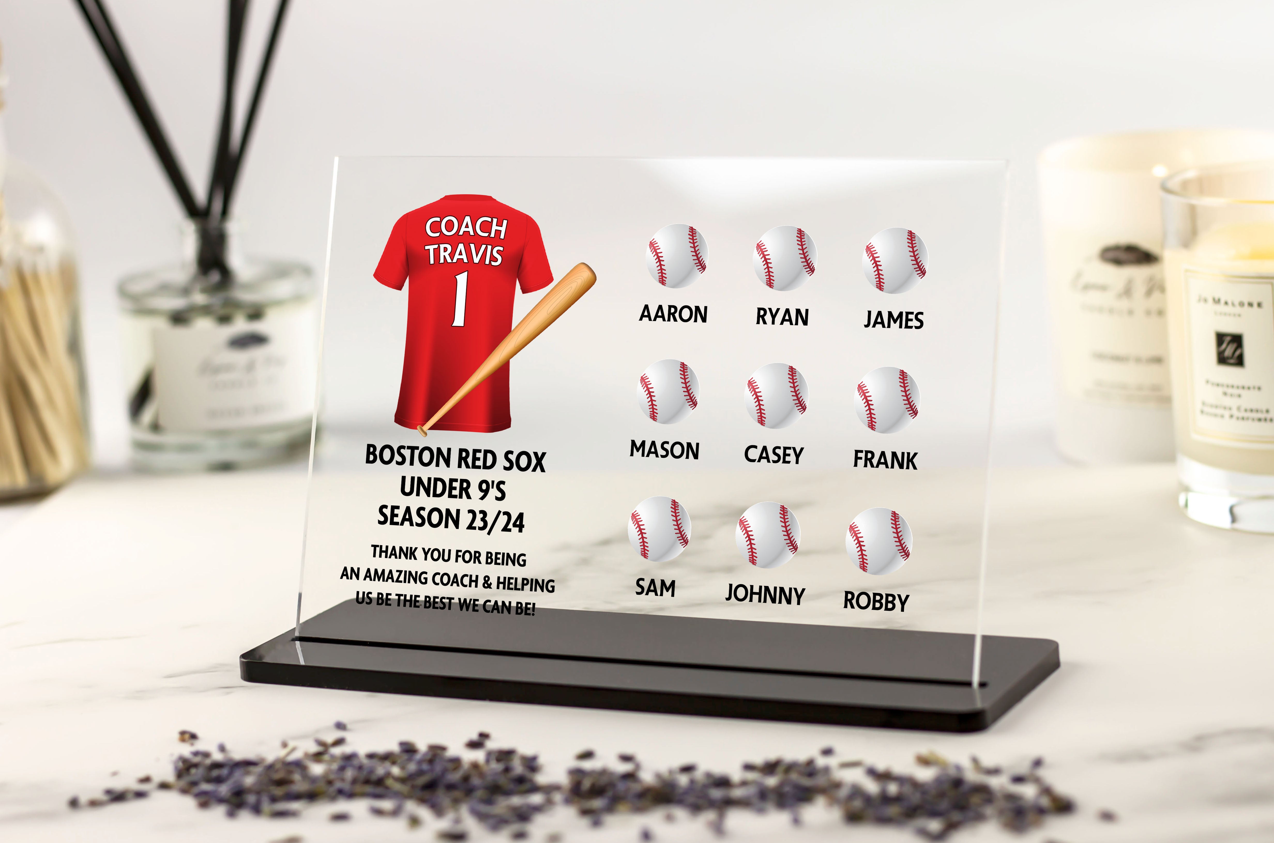 baseball coach gifts from team, little league, personalised thank you gift for baseball coaches acrylic plaque