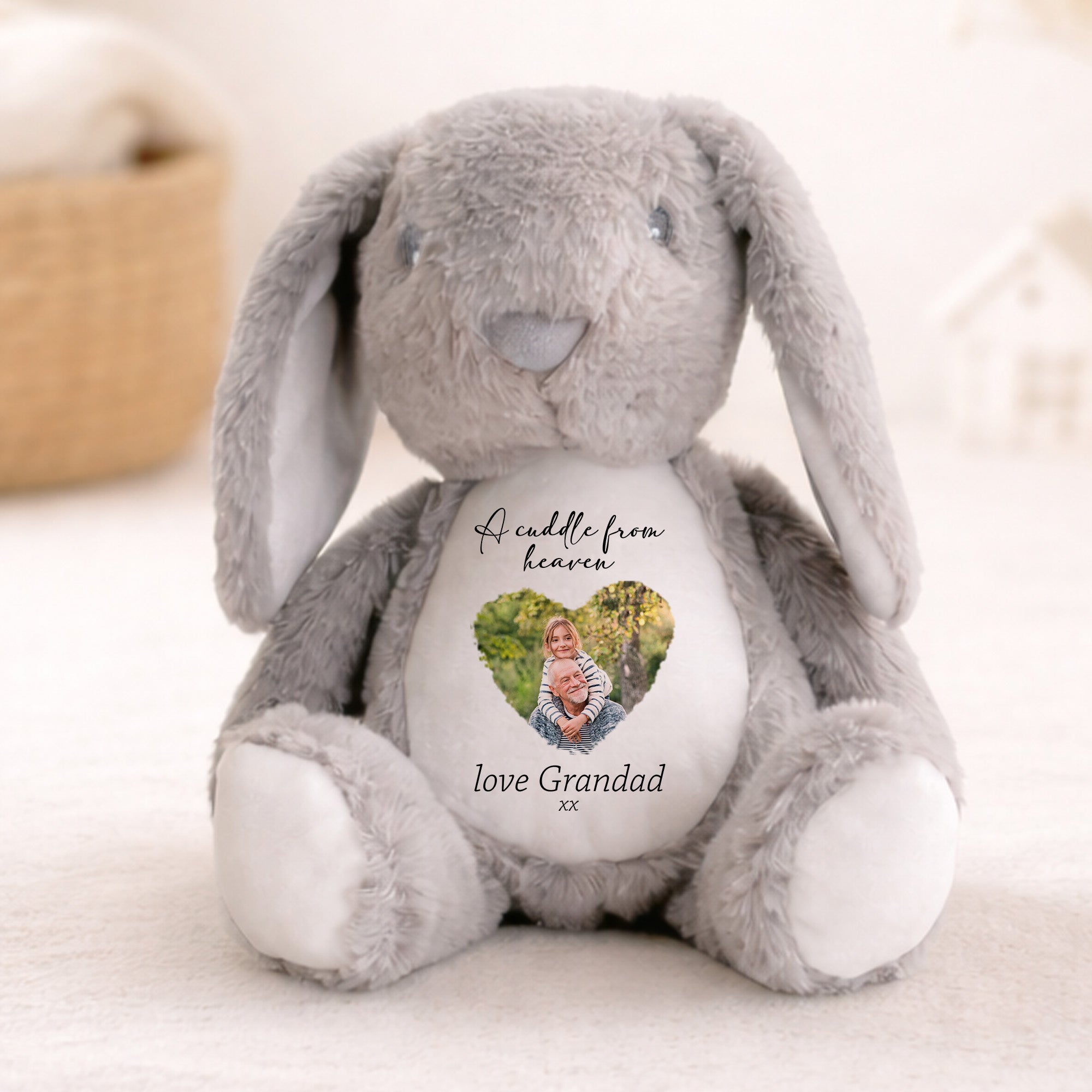 a cuddle from heaven photo plush toy for child Grandad remembrance 