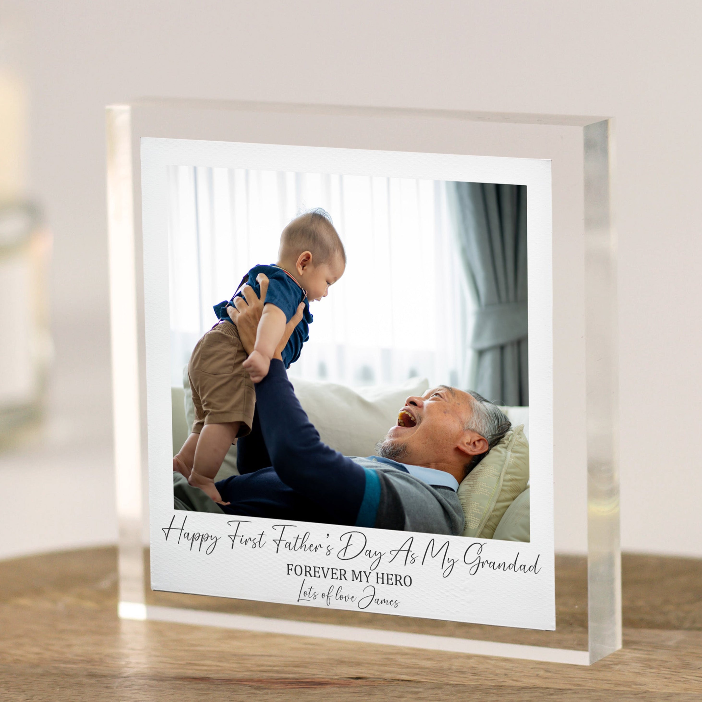 first fathers day grandad gift personalised photo block