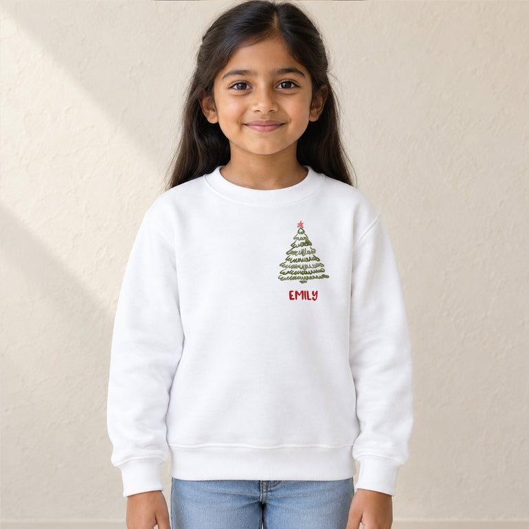 White Christmas Crew family jumper with name on the front and surname on the back, alternative view
