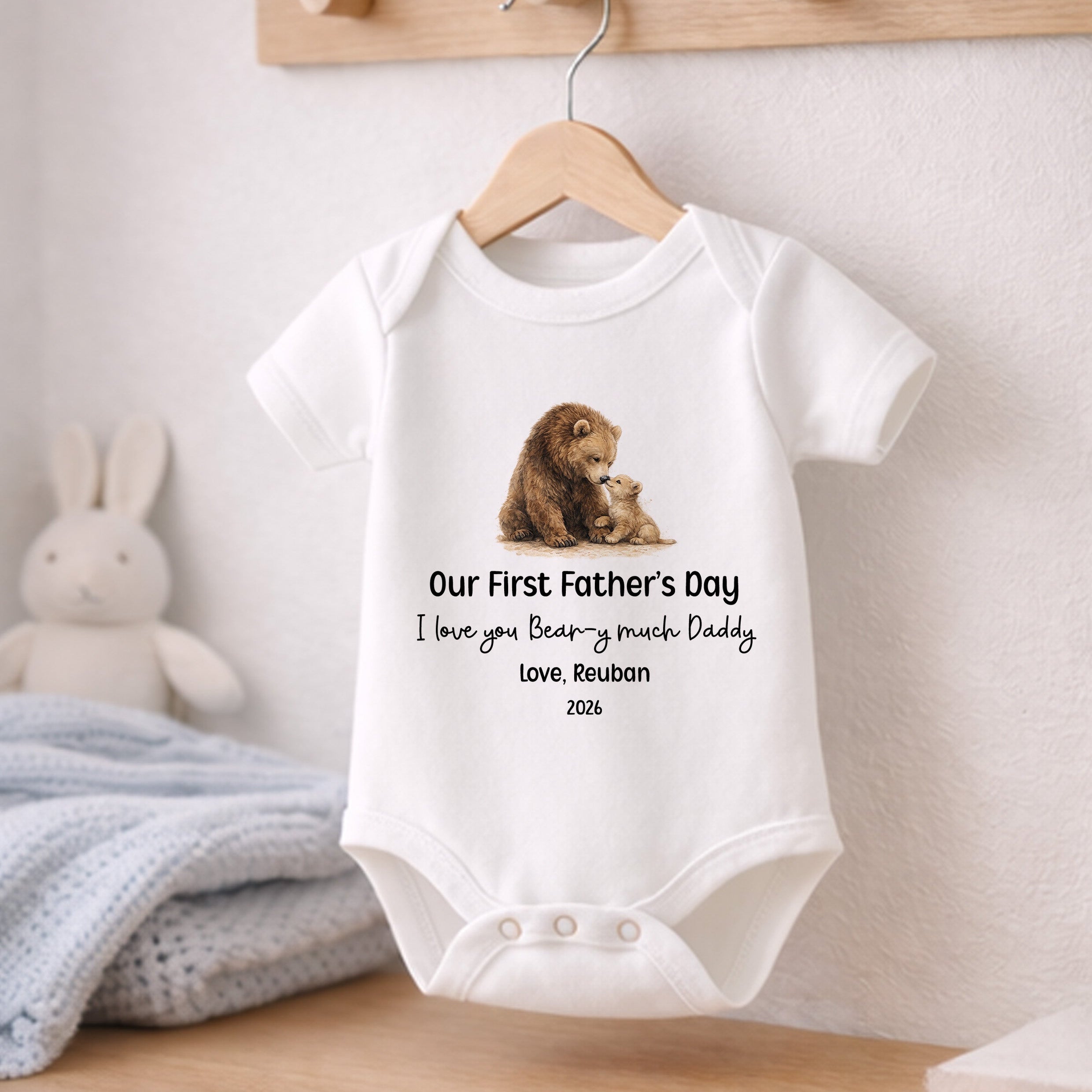 Our First Fathers day I love you bear-y much baby grow vest
